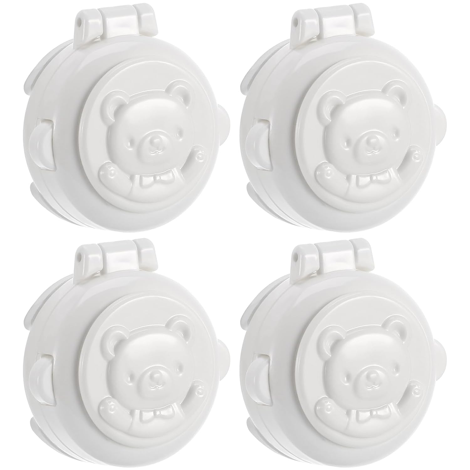 SAFIGLE 4Pcs Baby Safety Protection Cap, Dishwasher Lock, Appliance Button Security Guard, Computer Key Cover - White ABS for Household Appliances and Oven Child Safety image number 6