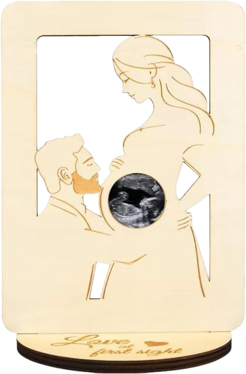 Pregnancy Announcement Frame - Pregnancy Keepsake Frame | Heart-Shaped Sonogram Display with Weeks Countdown, Wooden Ultrasound Picture Frame for Gender Reveal Party and Baby Announcements image number 6