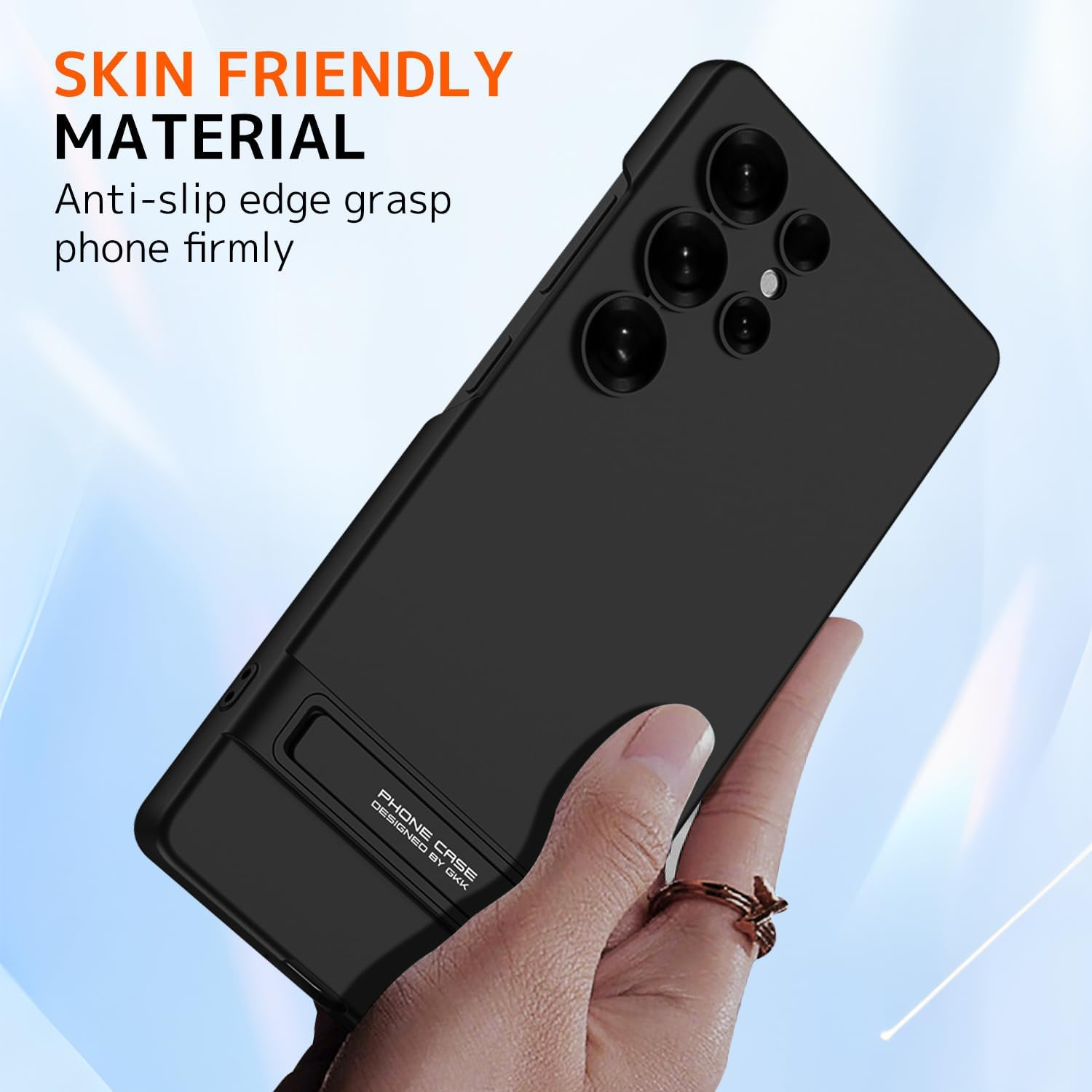 NINKI for Samsung Galaxy S25 Ultra Case Slim with Kickstand,3-Way Stand Ultra Slim Thin Hard PC Phone Cover for Samsung S25 Ultra Case with Stand for Men Women - Black - Black image number 3