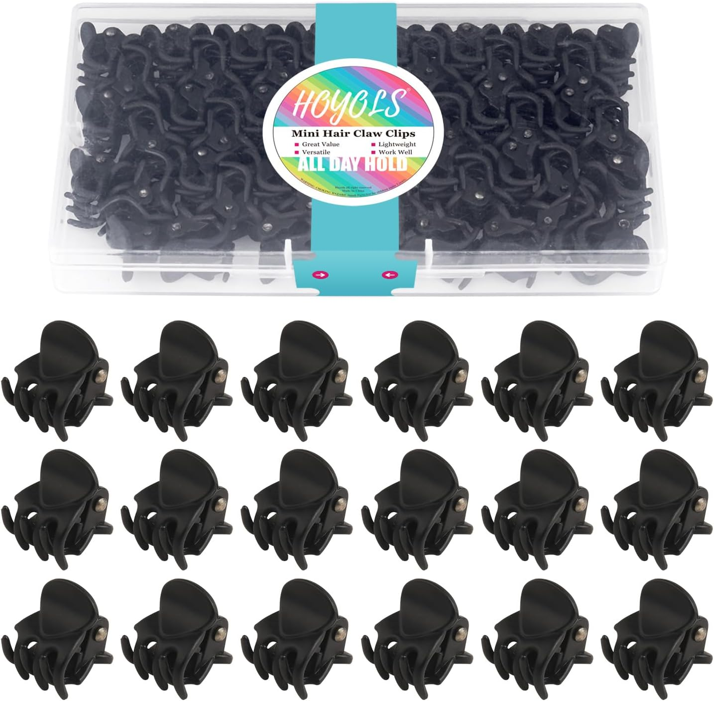 Hoyols Clear Small Hair Clips, Mini Claw Clips for Hair Strong Grip Plastic Tiny Jaw Cute Accessories No Slip for Women Girl Short Thick Hair 48 Pcs