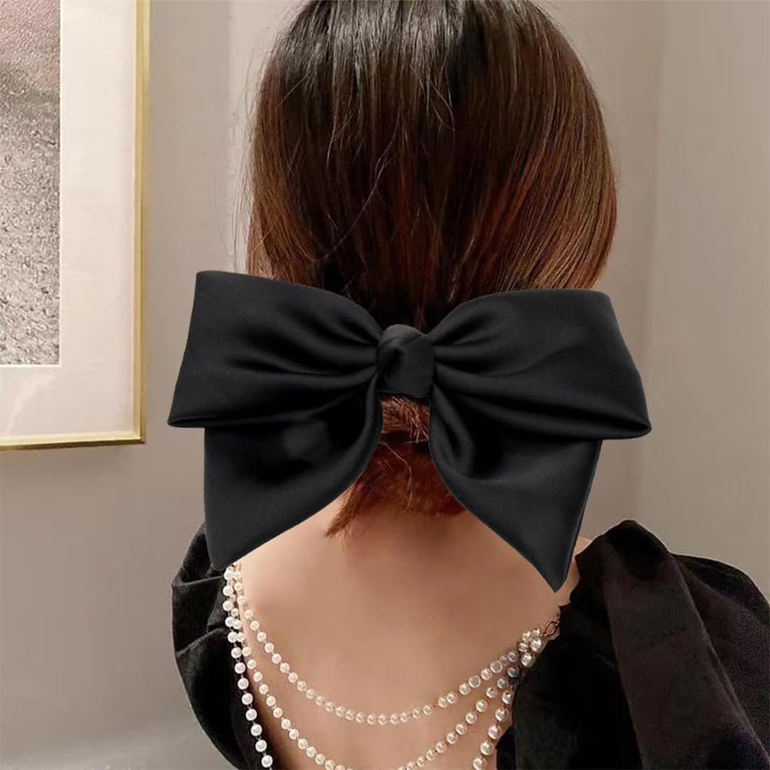 Bangbobi Women'S Hair Bow - Red Bow Hair - Satin Hair Clip for Women - Large Hair Bows in Black and Red (Pack of 2) image number 3