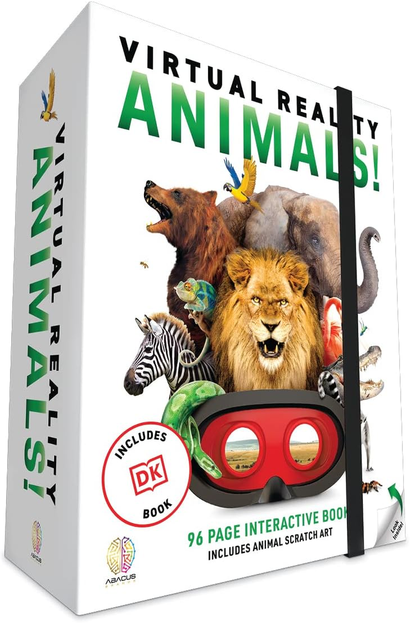 Abacus Brands VR Gift Box - Animals! &ndash; Virtual Reality Kids Science Kit, Book and Interactive Learning Activity Set, Ages 8+ (Full Version - Includes Goggles)