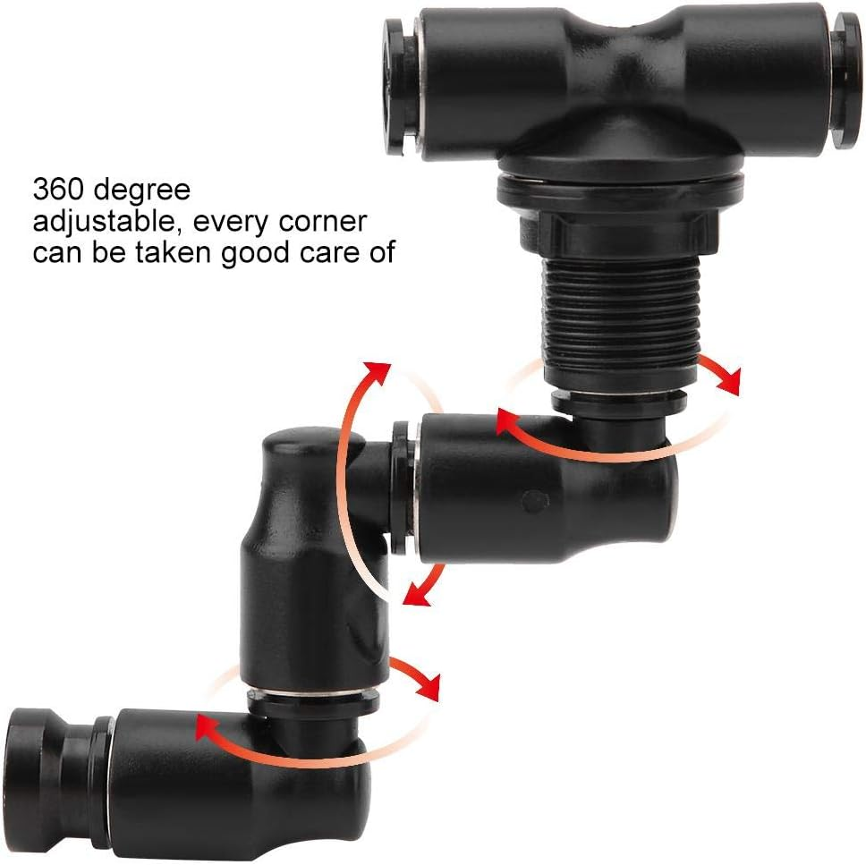 Rainforest Mist Maker Sprinkler Nozzle, 360 Degree Adjustable for Reptile Tank Cooling System, Black image number 5