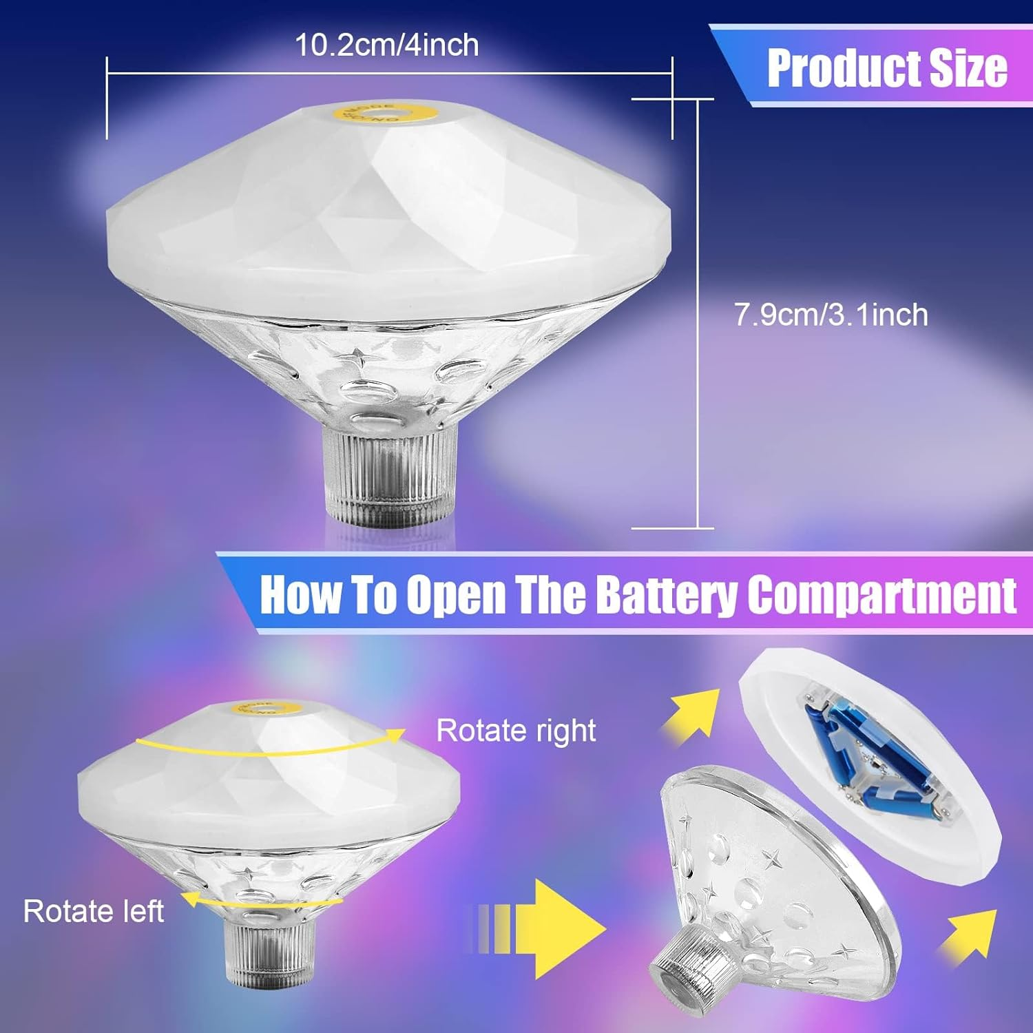 2Pack Pool Lights Floating Pool Lights Underwater Waterproof Lights Swimming Pool Accessories with 7 Modes for Intex Pool Disco Pool Party or Pond Decor image number 3