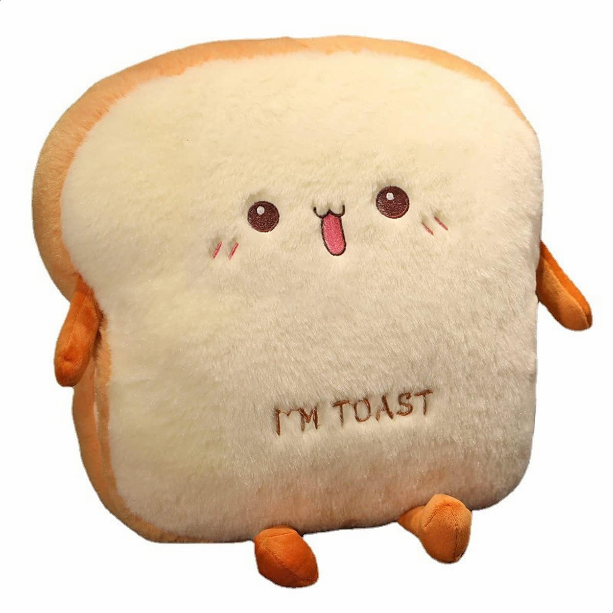 Funny Toast Travel Pillow Hand Warmer Nap Pillow Cute Plush Bread Toy Soft Washable Seat Cushion Pad for Car, Office and Home, Shy