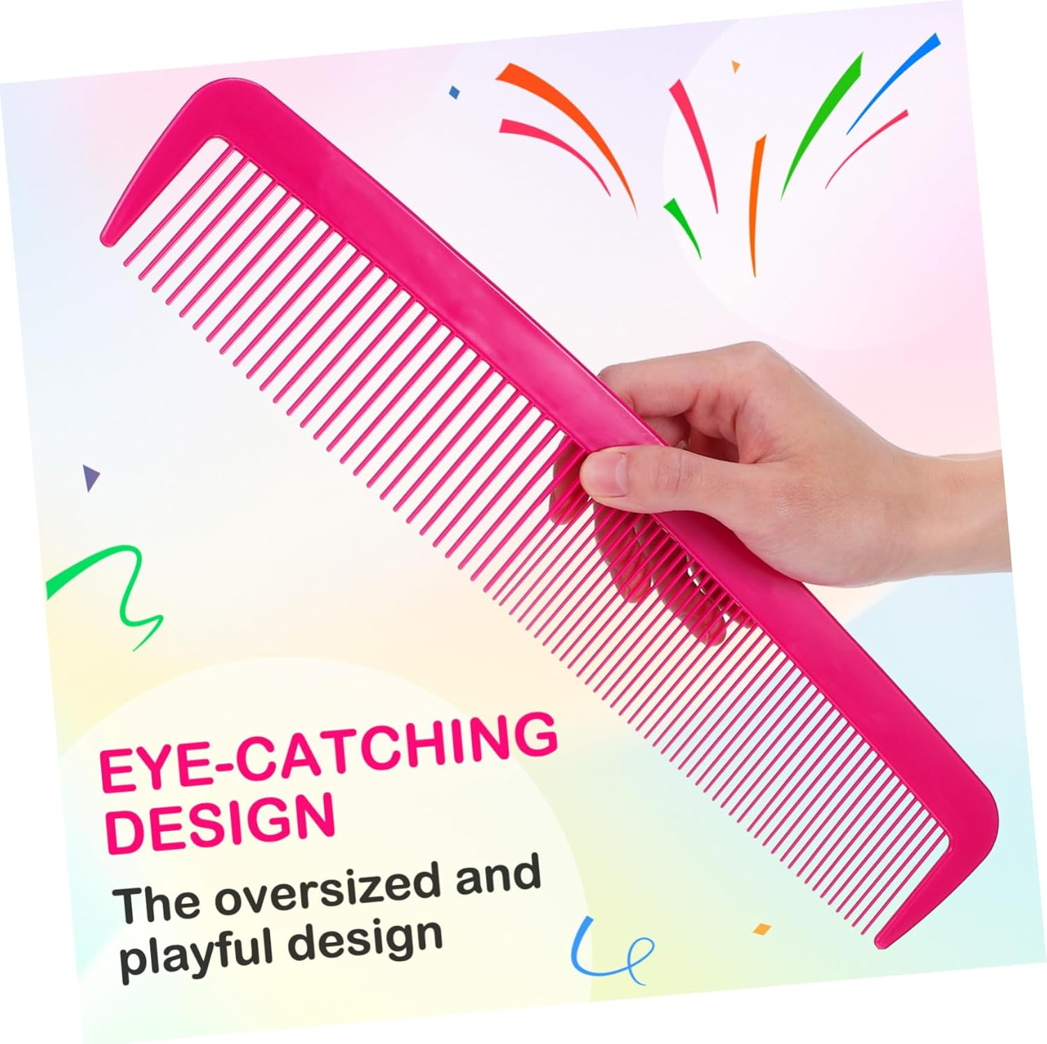 AOKWAWALIY Giant Hair Styling Combs Natural Wide Tooth Combs Giant Comb Prop for Halloween Costume Props Barber Tools image number 5