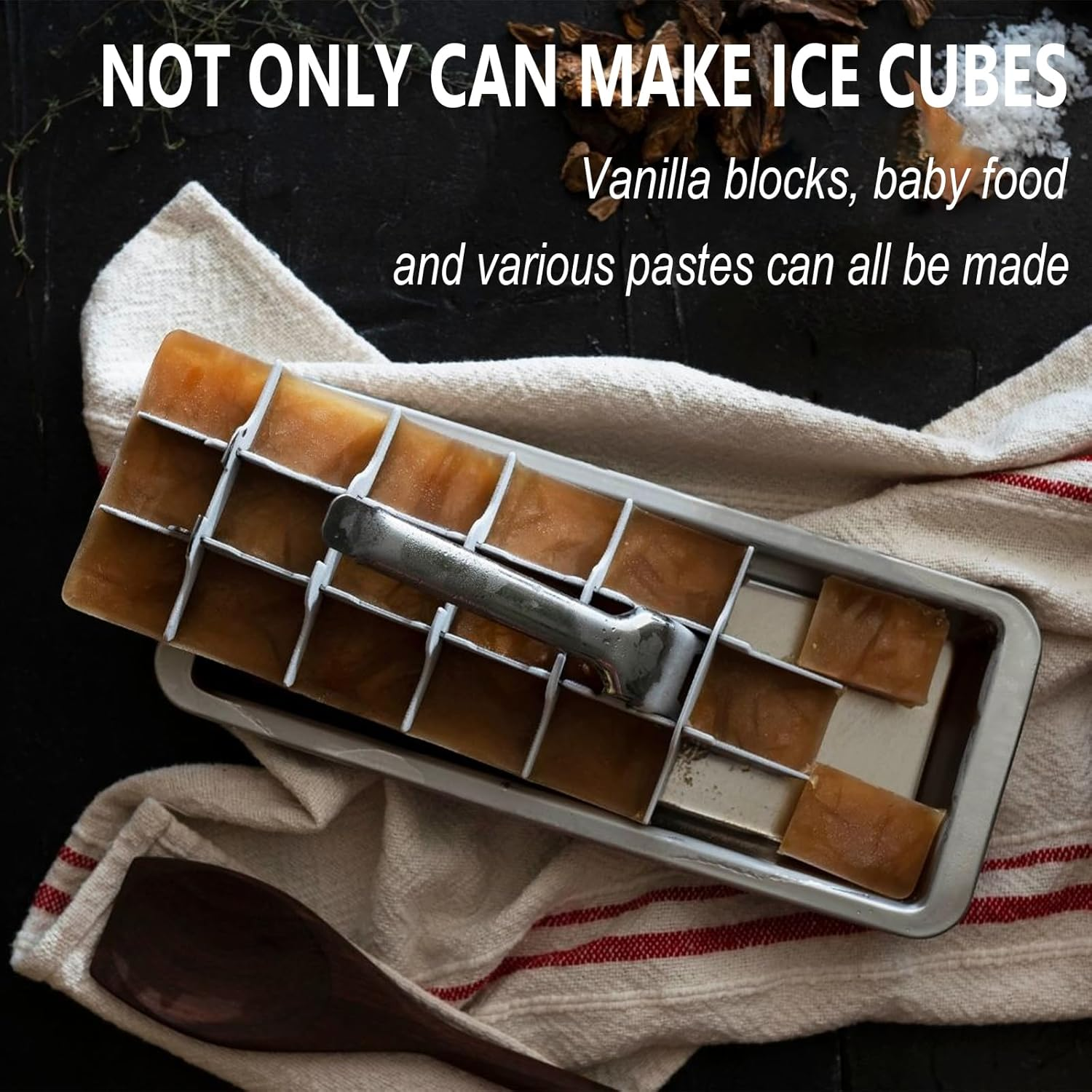 KAYCROWN 18/8 Stainless Steel Ice Cube Tray, 18 Slot Ice Tray with Easy Release Handle for Making Various Ice Cubes and Frozen Foods, Removable Slots for Easy Ice Cube Removal and Cleaning image number 1