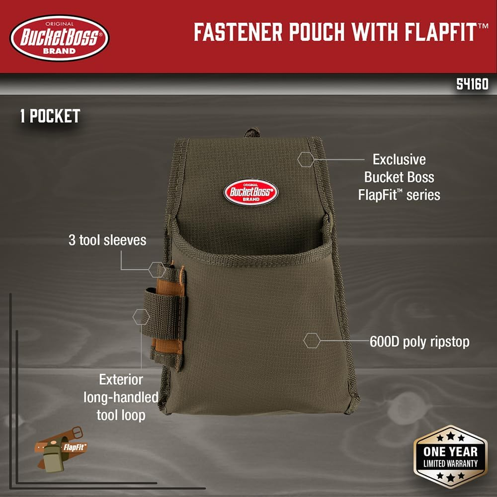 Fastener Tool Pouch with Flapfit in Brown, 54160, Green image number 2