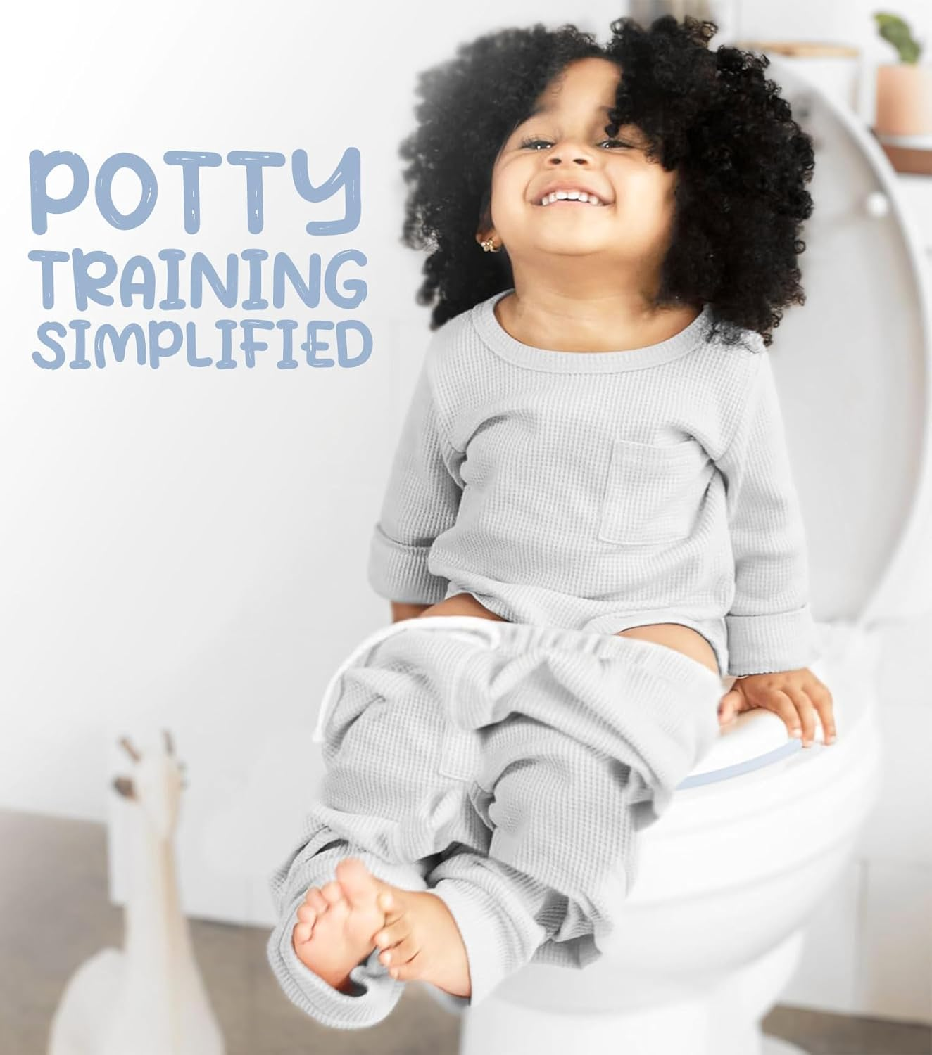 Potty Training Toilet Seat - Ultra-Stable Kids Toilet Seat with Soft Cushion, Anti-Slip Portable Potty Training Seat with Splash Guard for Boys Girls, Fits round & Oval Toilets - Blue image number 4