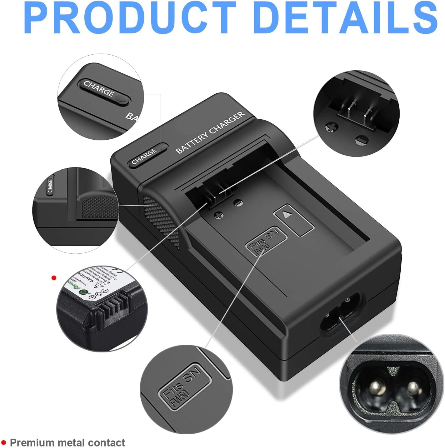 NP-FW50 Battery Charger Set Compatible with Sony Alpha A6500 A6400 A6300 A6000 A7, A7II, A7R, A7RII, A7S, A7SII, A7S2 NEX-3/5/7 Series Camera image number 3