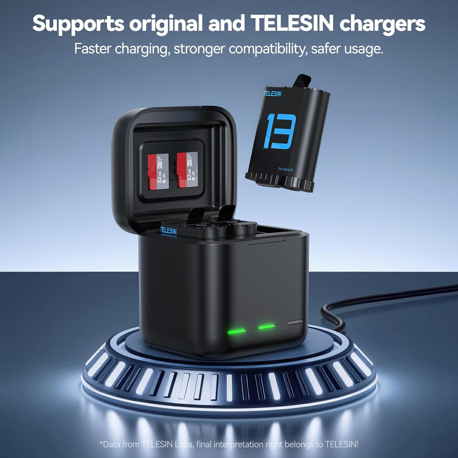 TELESIN Hero13 Battery (2-Pack) for Gopro 13 Black, Long Lasting Large Capacity as Original Enduro Batteries Support Fast Charge for Go Pro Hero 13 Black Camera Charger Accessories image number 6