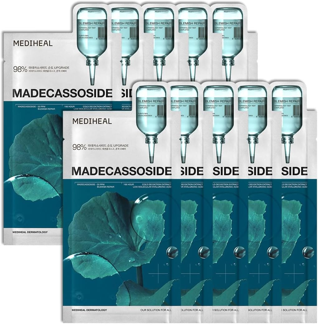 Mediheal Rose PDRN Essential Sheet Mask 10 Pcs. 99% Pure White Rose PDRN & Hyaluronic Acid for Hydrating, Firming, and Enhancing Moisture Barrier, Skin Firmness, and Glow. Vegan Formula.