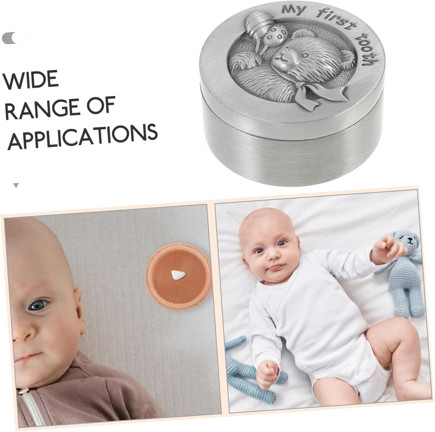 Tooth Keepsake Box Metal Tooth Holder Newborn Storage Box for Boy Girl image number 1