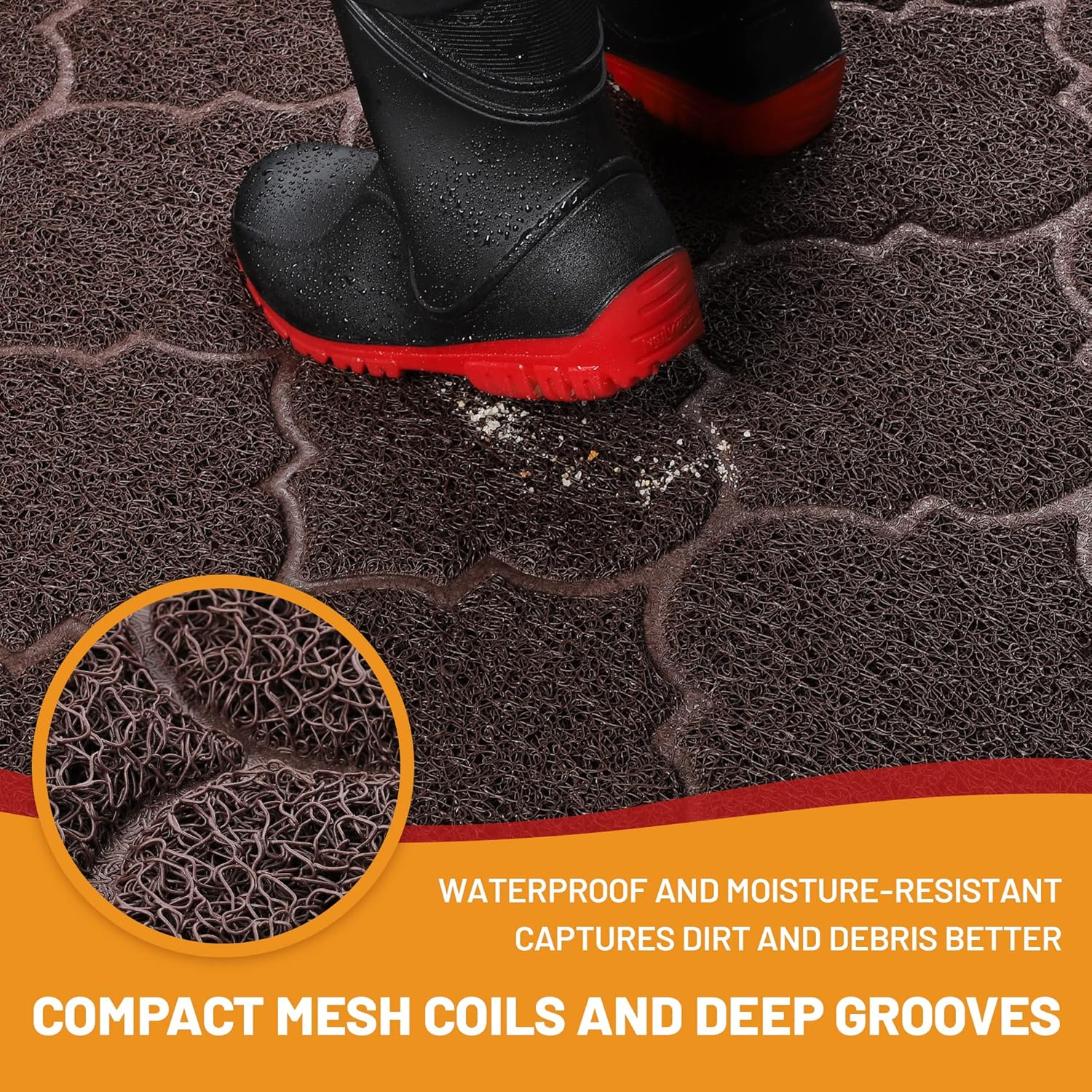 Large Door Mats,46X35 Inches XL Jumbo Size Outdoor Indoor Entrance Doormat, Waterproof, Easy Clean, Entryway Rug,Front Doormat inside outside Non Slip. (Brown) image number 6