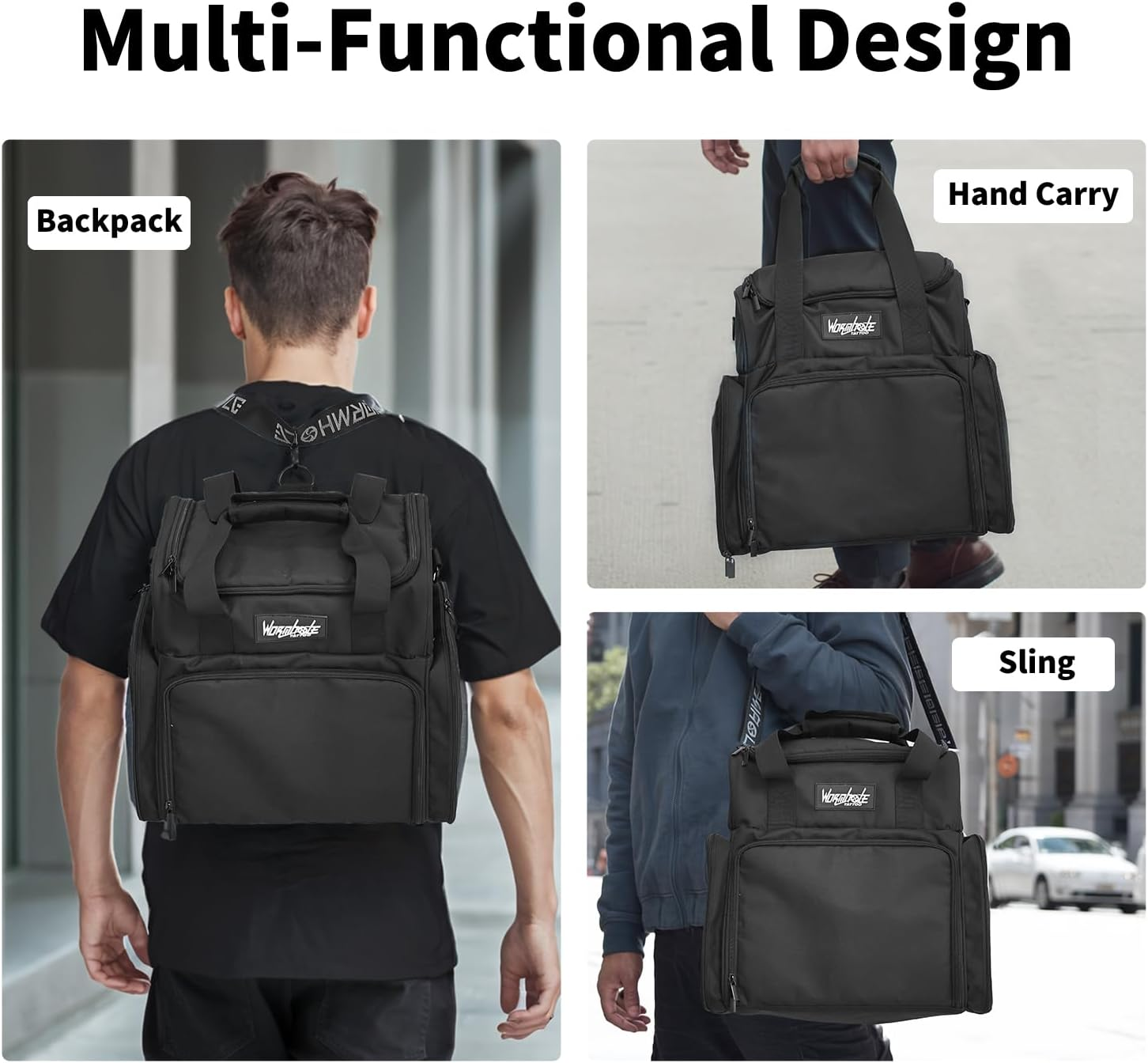 Wormhole Tattoo Case Tattoo Backpack with 3 Inner Removable Pouches 2 Layers Travel Bag for Tattoo Stencil Printer Tattoo Supplies Black 14.6" L X 9.5" W X 14.2" H image number 5