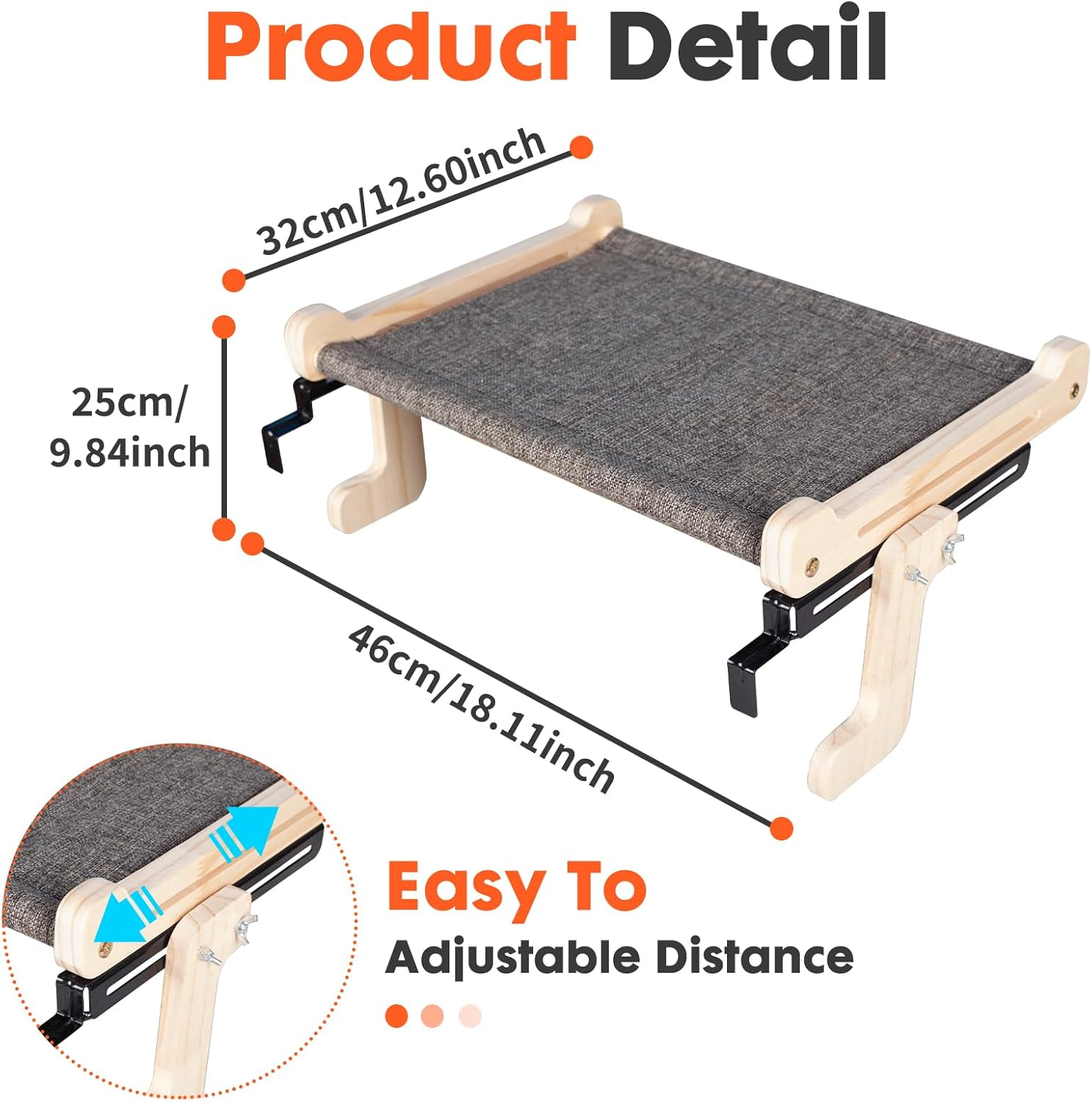 Powerking Cat Window Perch Lounge Mount Window Hammock Kitten Seat Bed Shelves for Indoor Cats No Drilling No Suction Cup (Grey) image number 1