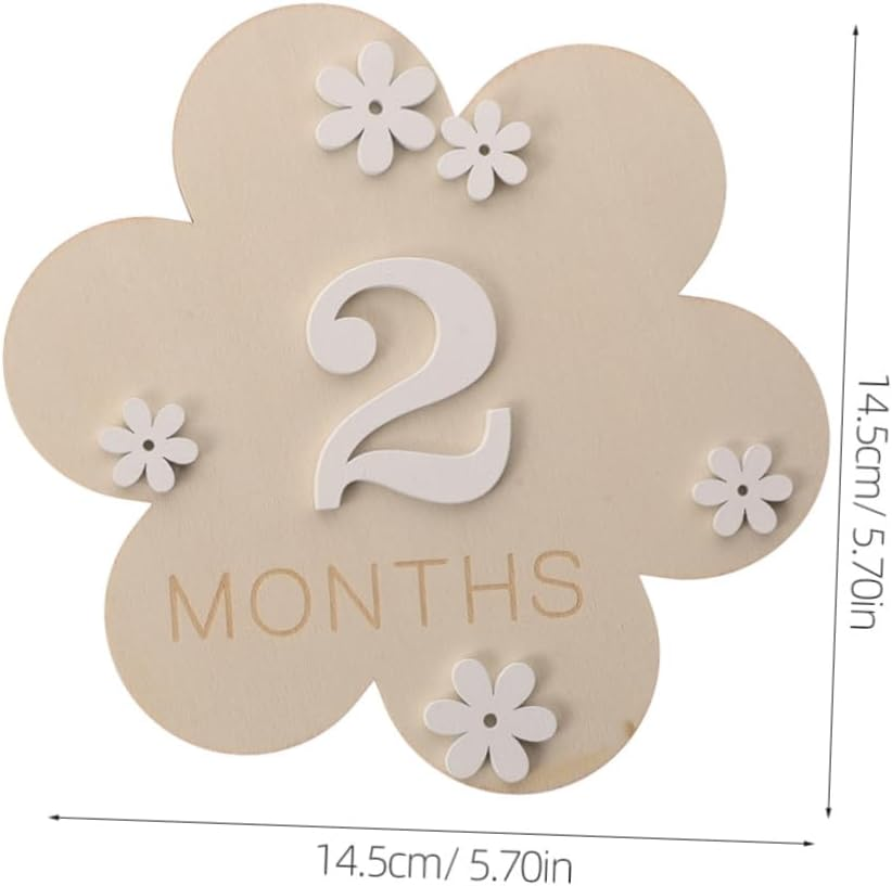 2Pcs Wood Milestone Discs for Newborn Birth Announcement Cards Milestone Wood Circles for Girl Toys Months Nursery Photo Props for Monthly Growth Record image number 3