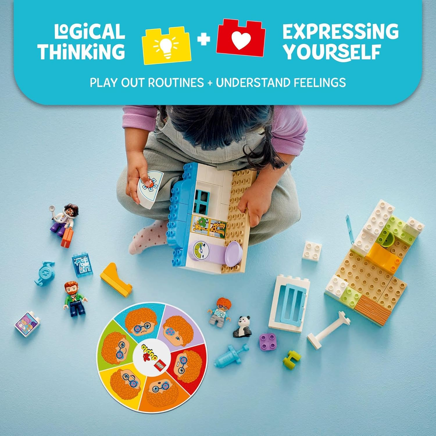 LEGO DUPLO First Time: Visit with the Doctor Playset, Baby & Toddler Early Development Toy with Emotion Cards, Montessori Set for 2+ Year Old Boys & Girls, Kids Toy Develops Social Skills 10449 image number 3