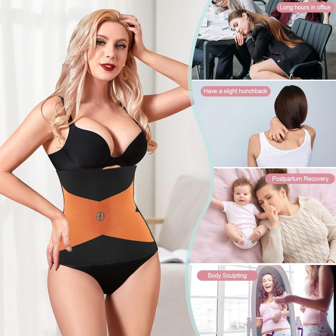 CATOR Abdominal Belt after Birth, Abdominal Band after Birth for Women, Abdominal Belt after Birth, Cesarean Section Rectus Diastasis, Belly Belt after Cesarean Section - Black image number 2