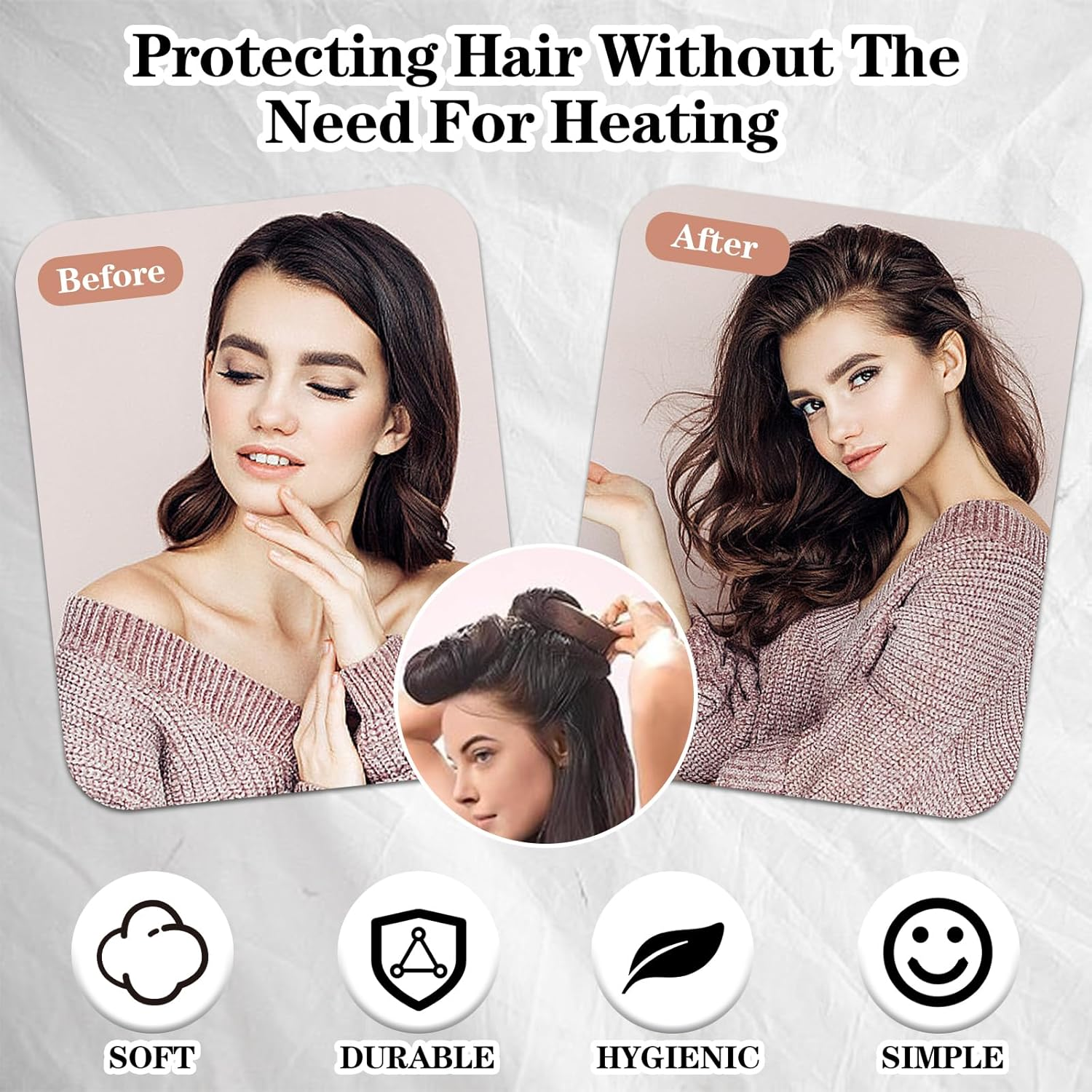 TAIHOBO 9 Pieces Curlers Overnight Set, Heatless Curls Band, Soft and Comfortable, Non-Damaging Curls without Heat for Hair, Zoned Hair Noodle for Various Hairstyles Can Be Created image number 6