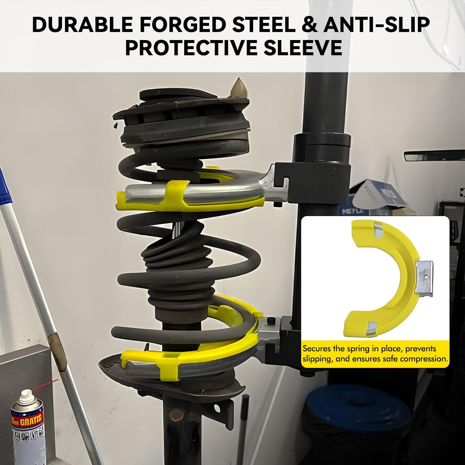 Macpherson Strut Spring Compressor Set Strut Spring Compressor Kit, 3 Adjustable Yokes for 80-115Mm, 110-150Mm, 140-195Mm, Shock Absorber Coil Removal Tool with Protective Sleeve and Carrying Case image number 1