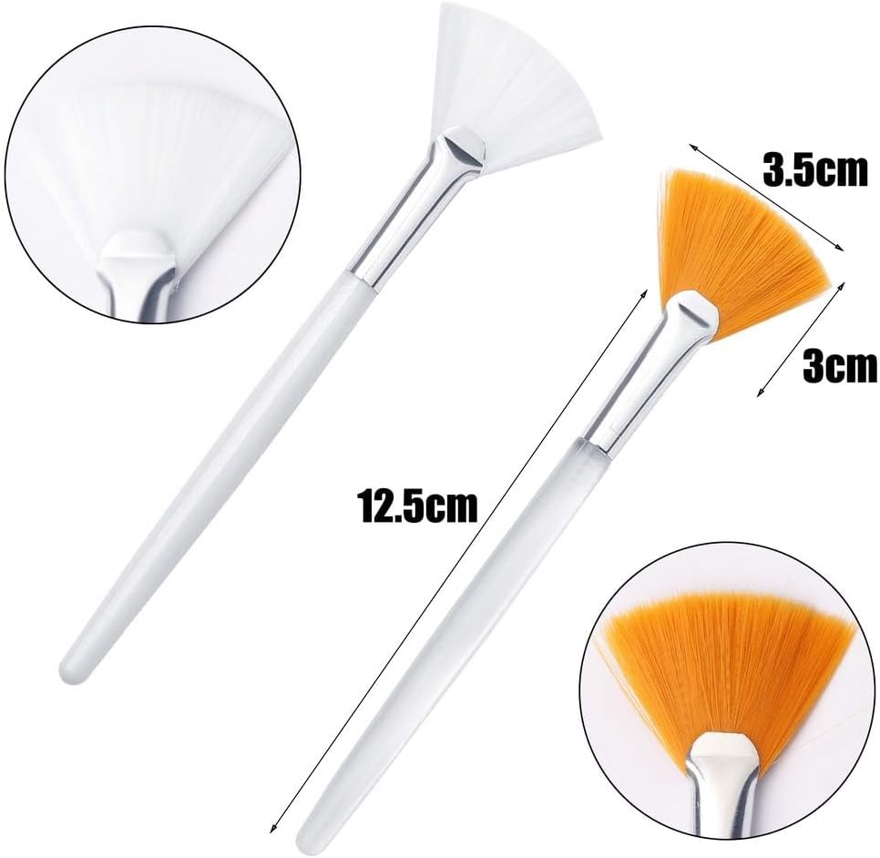 IKEEP 4 Pcs Face Mask Brush, Face Mask Applicator Brush Soft Facial Fan Brush for Mud Mask Cream image number 2