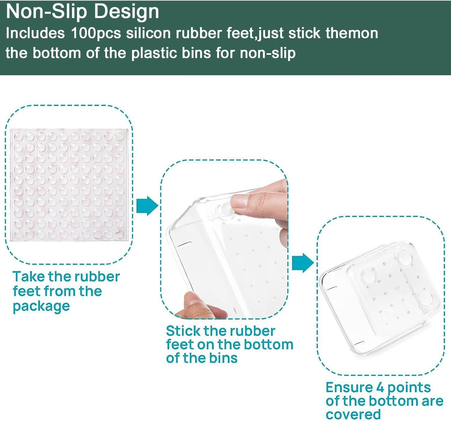 25 Pcs Clear Customizable Drawer Organizer Set - 4-Size with Non-Slip Feet Plastic Storage Bins | for Makeup, Jewelry, Kitchen, Office Supplies | Modular Space-Saving Solution image number 2