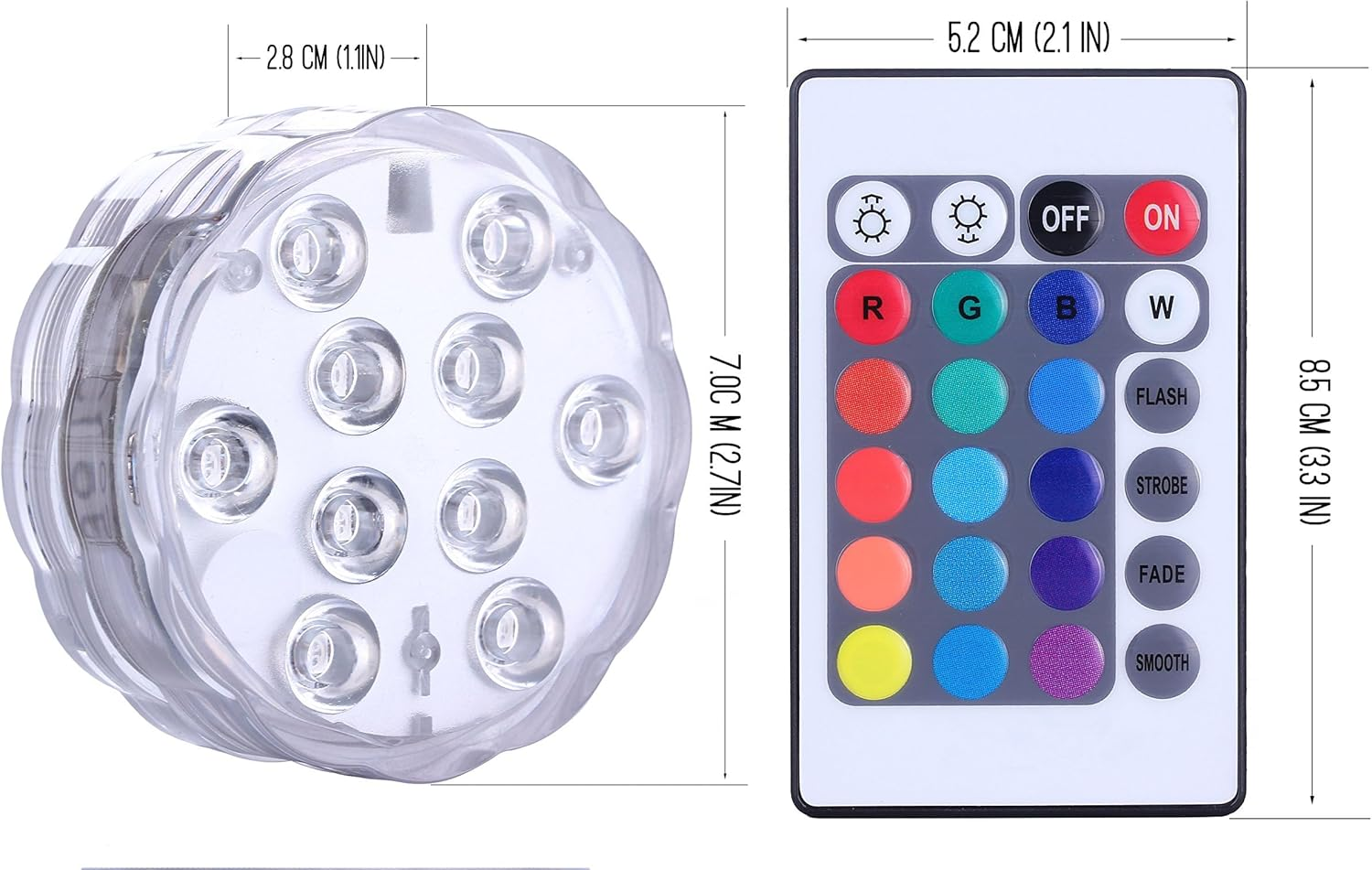 Submersible LED Lights Remote Control Battery Powered, RGB Multi Color Changing Waterproof Light for Pool, Vase Base, Spa, Aquarium, Pond, Hot Tub, Decoration, Party (2-Pack) image number 6