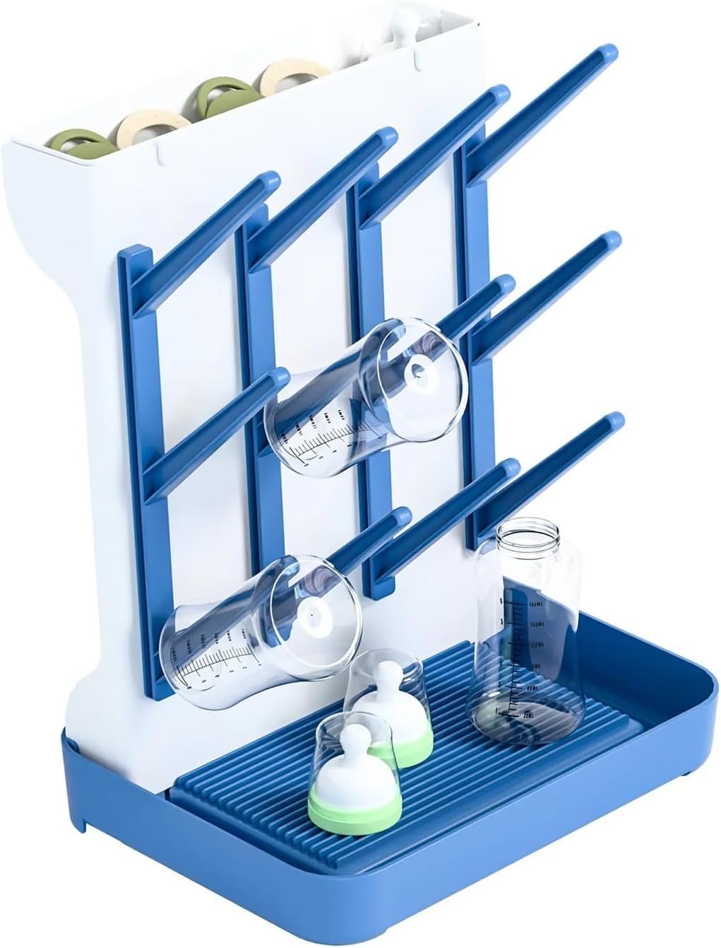 Baby Bottle Drying Rack, Vertical Space Saving Countertop Standing Drying Rack Baby Accessory, Bottle Brsuh, Pacifier, Breast Pump Accessories Drying Stand, Storage Organizer (Blue)