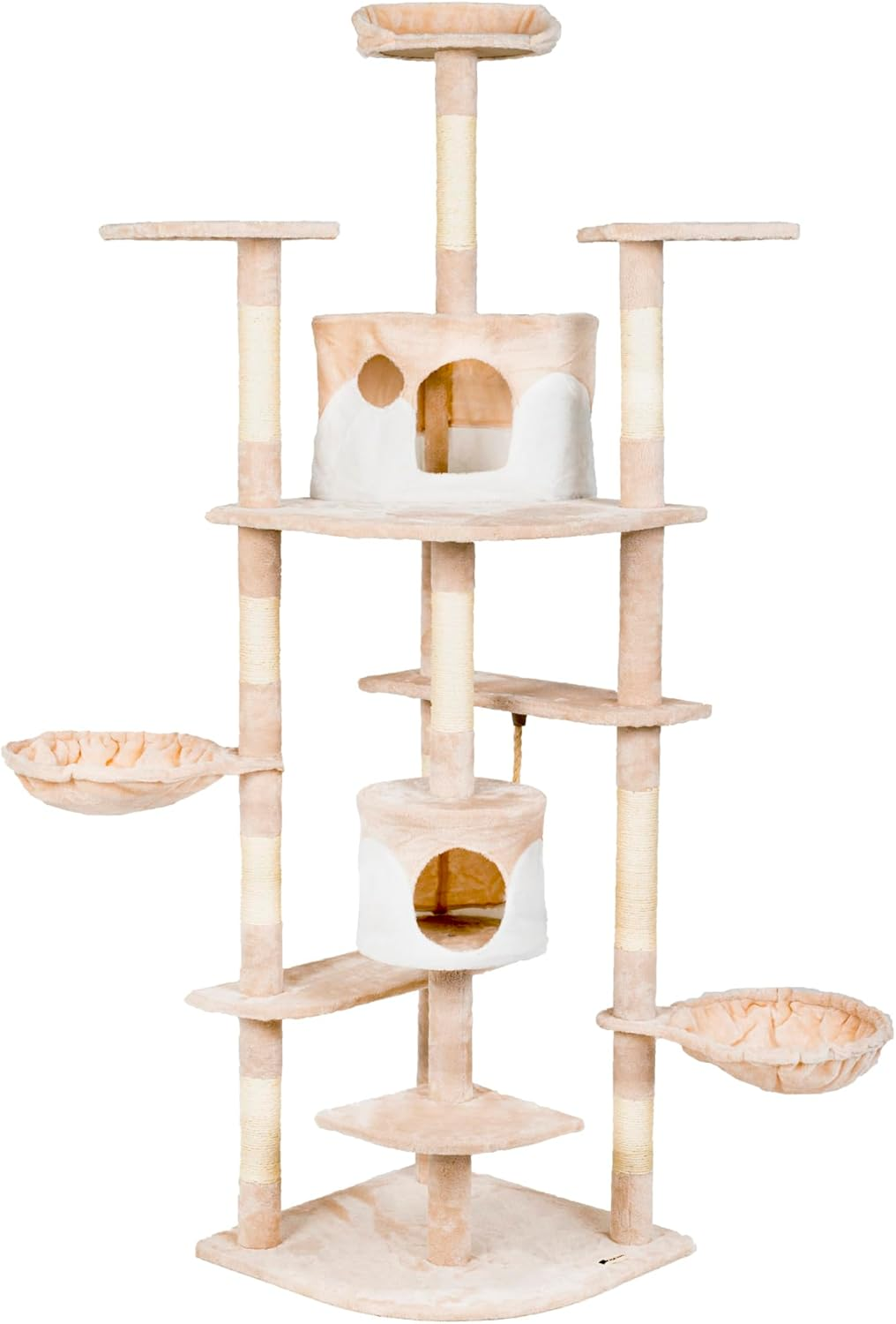 Casa Basics Cat Tree Scratching Post for 1-3 Cats, Large Height 204 Cm Climbing Tower, Multi-Level Stable, Activity Trees, Platforms, Rope, Rope, Hutches, Nests, Soft Plush Fabric (Black)