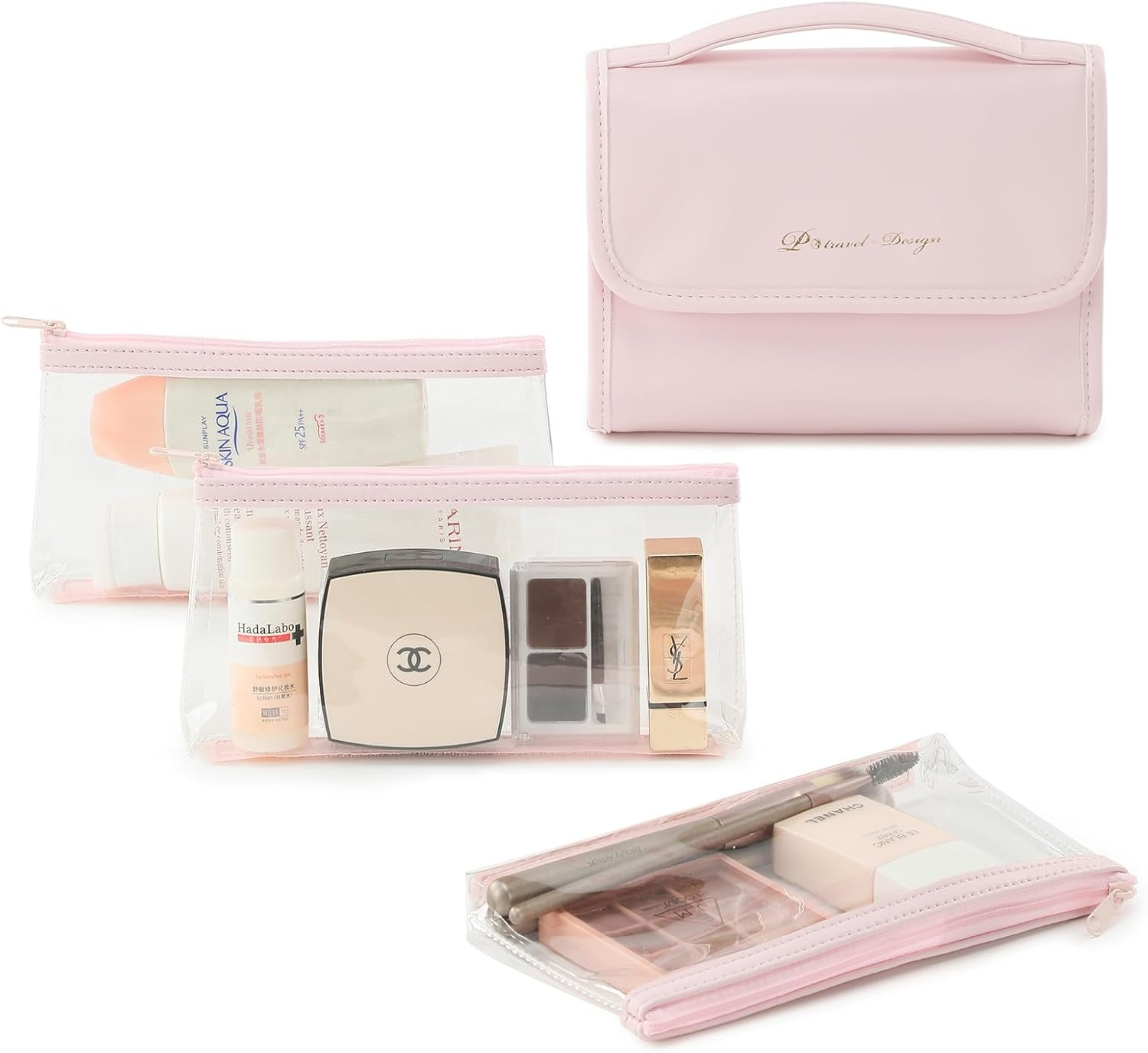 Vanfn Cosmetic Bags, Makeup Bag Cosmetic Bag for Women Cosmetic Travel Makeup Bag Large Travel Toiletry Bag for Girls Make up Bag Brush Bags P.Travel Series image number 2