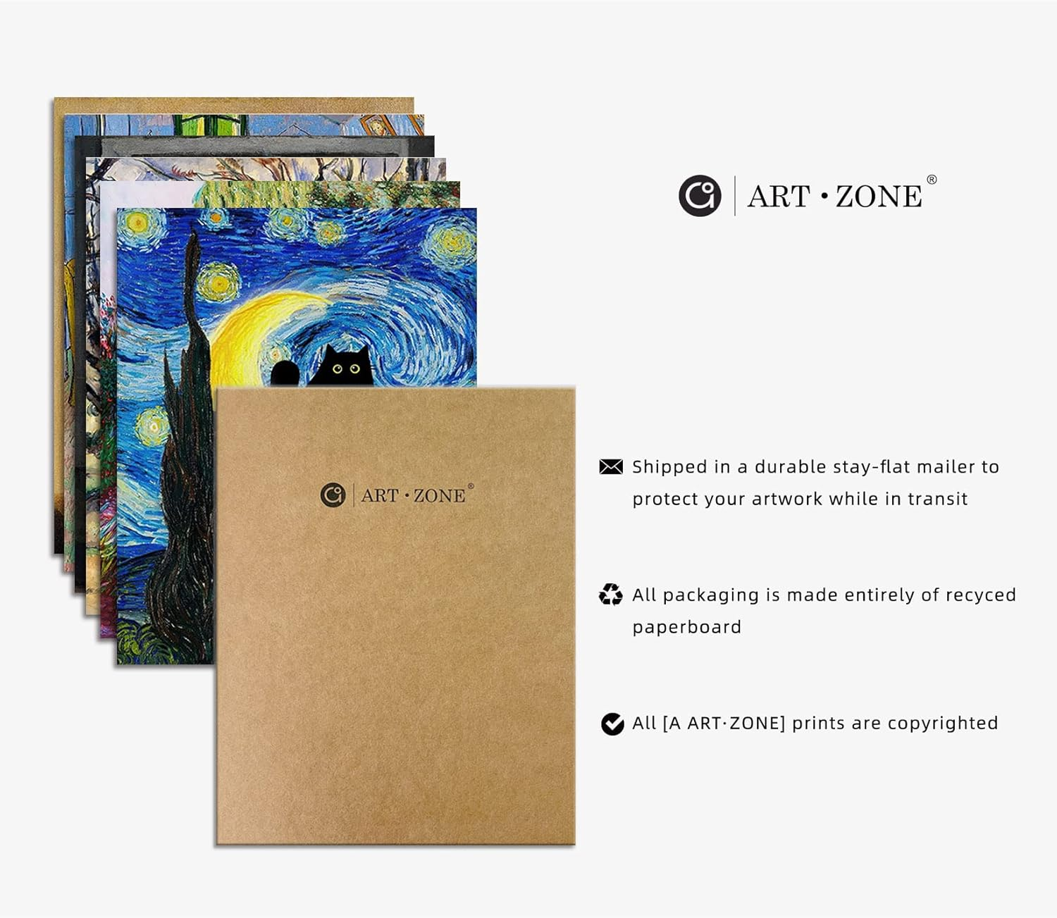 Cat Decor Poster Canvas Prints 8X10 Unframed Set of 6 Funny Posters Van Gogh Canvas Wall Art Prints Bathroom Wall Art Decor