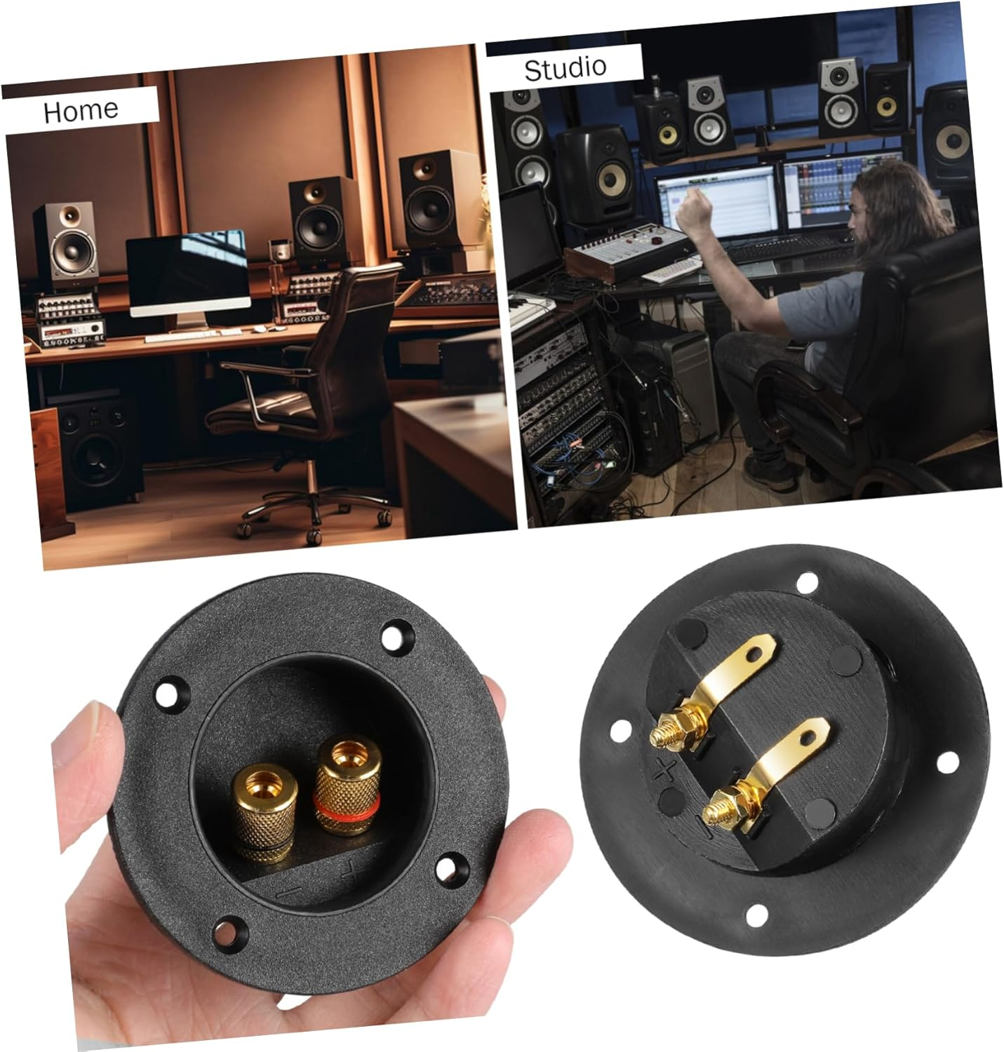 Sewroro 5Pcs round 2-Way Speaker Terminal Binding Post Connector Set Full Copper Speaker Terminal Cups for DIY Home Car Audio Black Connectors for Hifi Subwoofer Systems image number 4