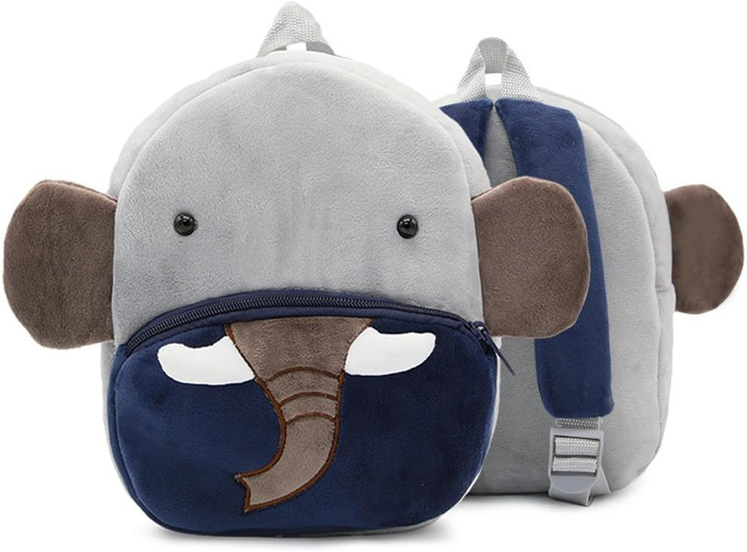 Children Toddler Preschool Backpack Plush Animal Cartoon Backpack Baby Kids School Satchel Travel Lunch Bags, Elephant, One_Size image number 3