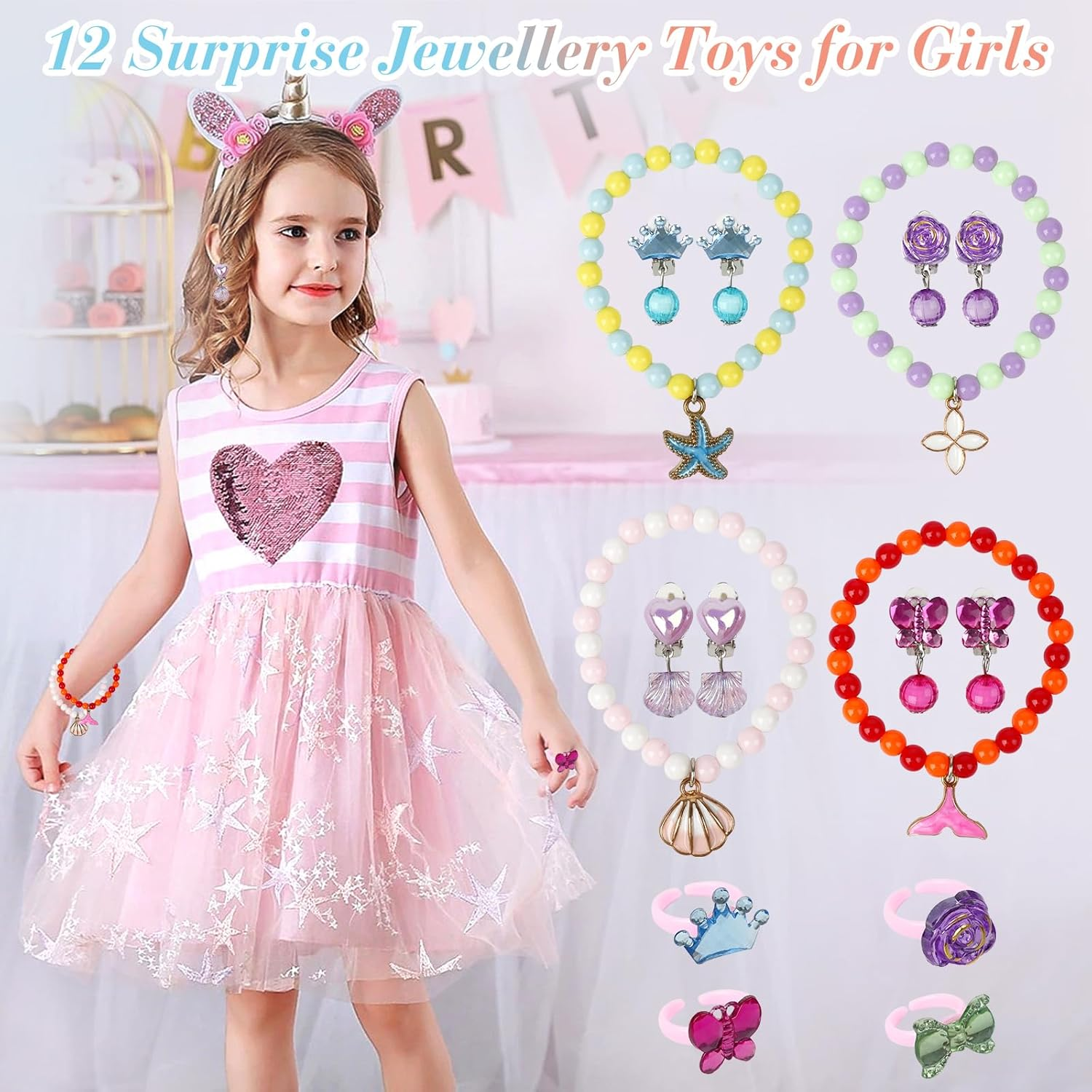 12 Pack Bath Bombs for Kids Girls with Surprise Toys Inside, Fun Kids Safe, Handmade Natural Bubble Spa Bath Ball with Jewelry Toys, Bath Bomb Gifts for Birthday Christmas Holiday for Girls Ages 3-12 image number 4