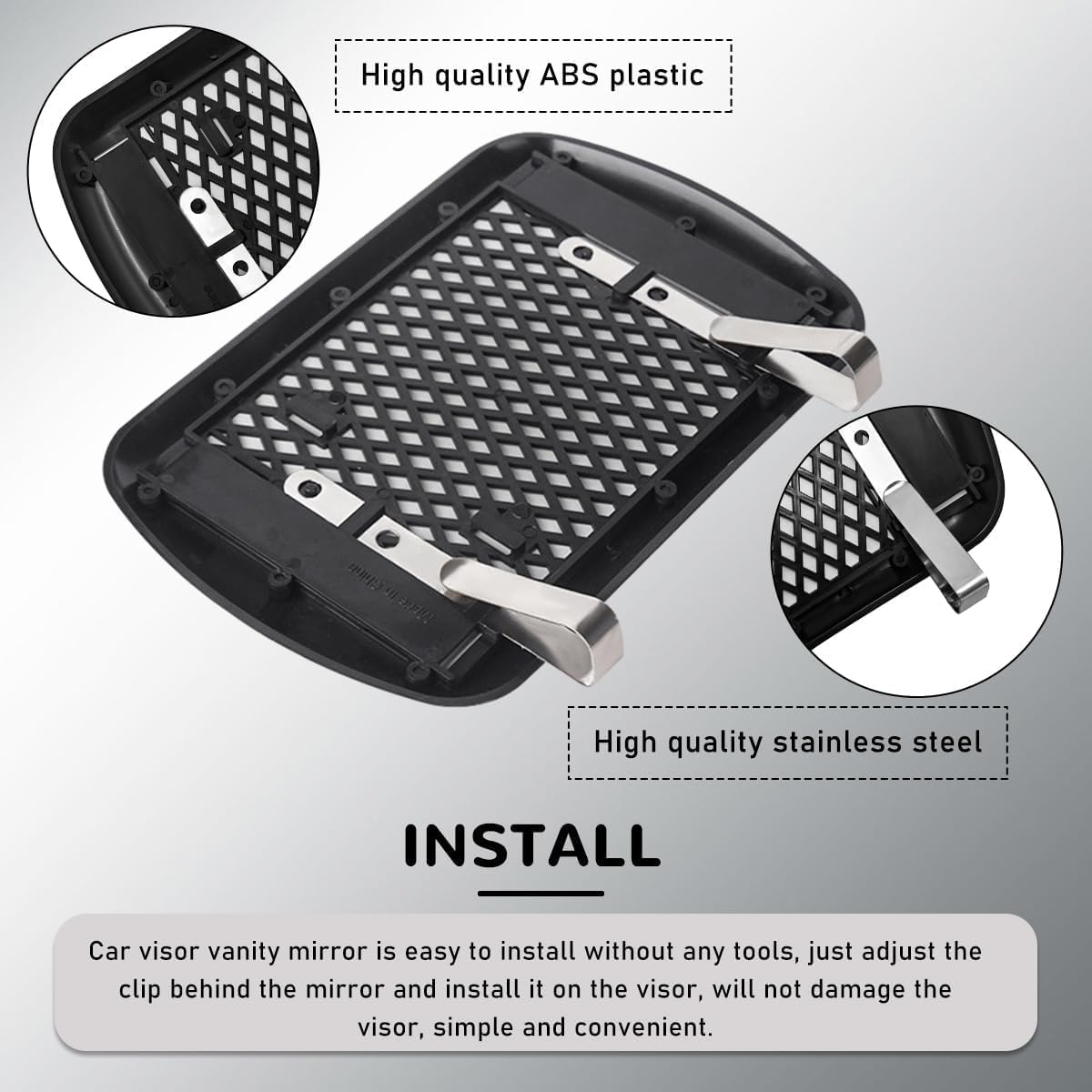 Universal Car Sun Vanity Mirror, Adjustable Portable Car Visor Cosmetic Mirror Universal for Truck SUV Auto Accessories(16.7 X 11Cm,Black) image number 2