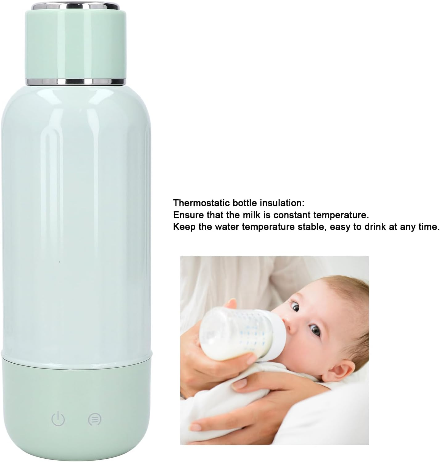 Portable Bottle Warmer for Travel, Milk Warmer with Cordless Fast Heating & 316 Stainless Steel for Breast Milk, Water, Travel Electric Kettle Water Boiler for Vehicle, Car image number 5