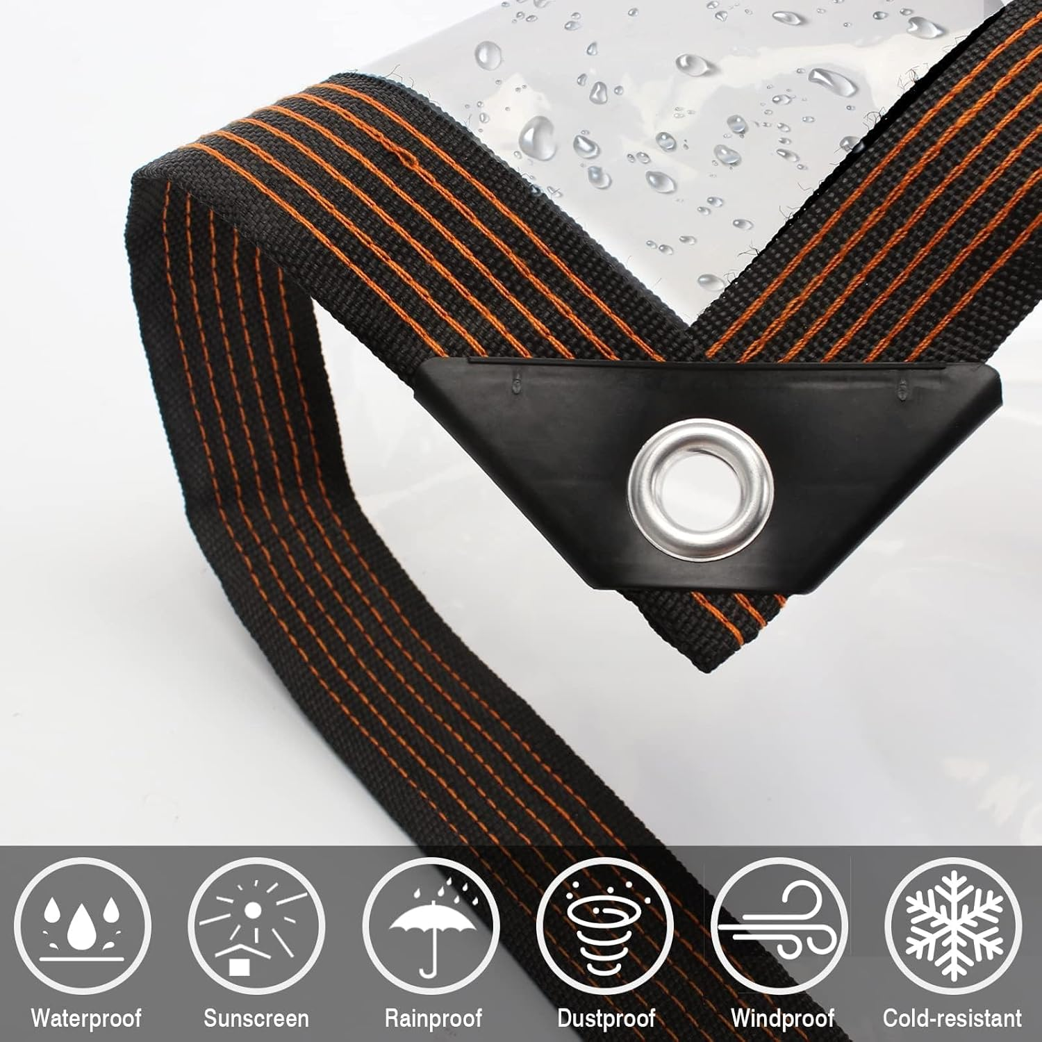 MLUOTALY Thicken Clear Tarp Waterproof, Transparent Heavy Duty Tarpaulin with Eyelets and Elastic Band, Clear Vinyl Tarp for Patio, Gazebo, Terraces, Wind Protection (2 * 4M) image number 6