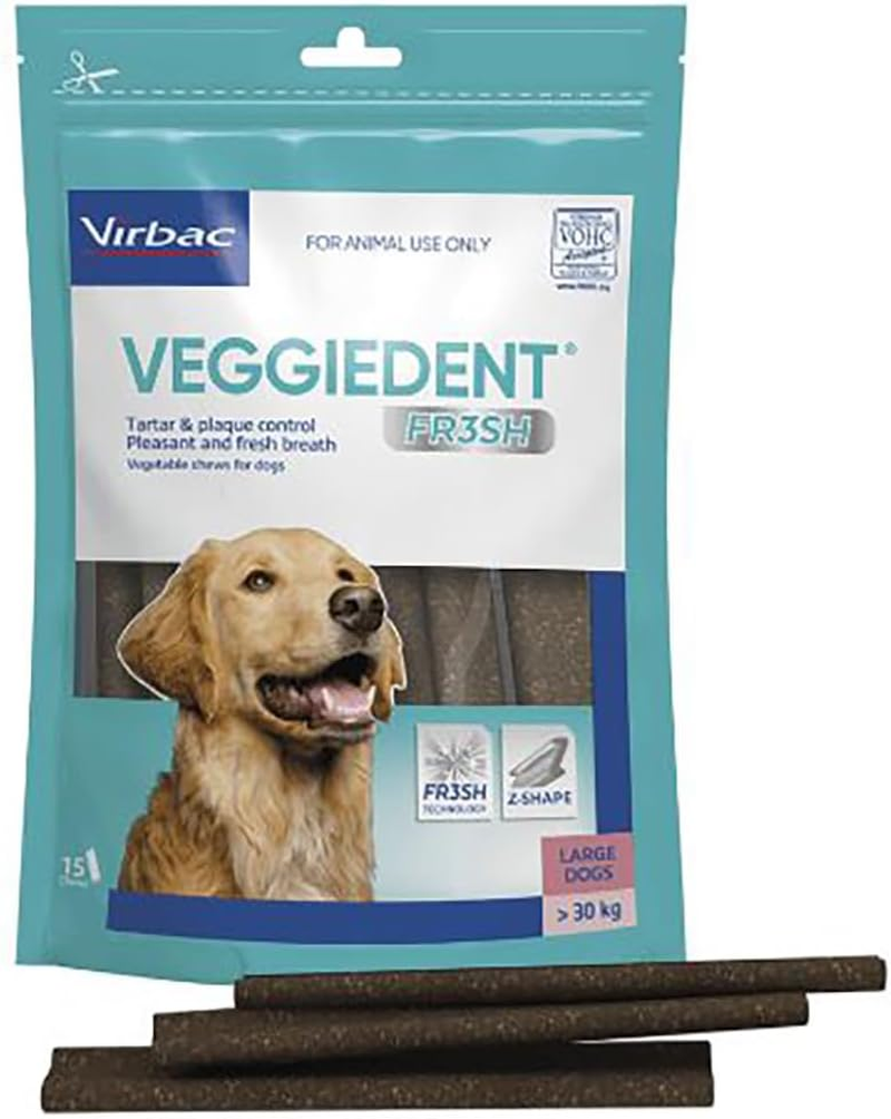 Virbac Veggiedent Fresh Dental Chews for >30 Kgs Large Dogs, (Pack of 15)