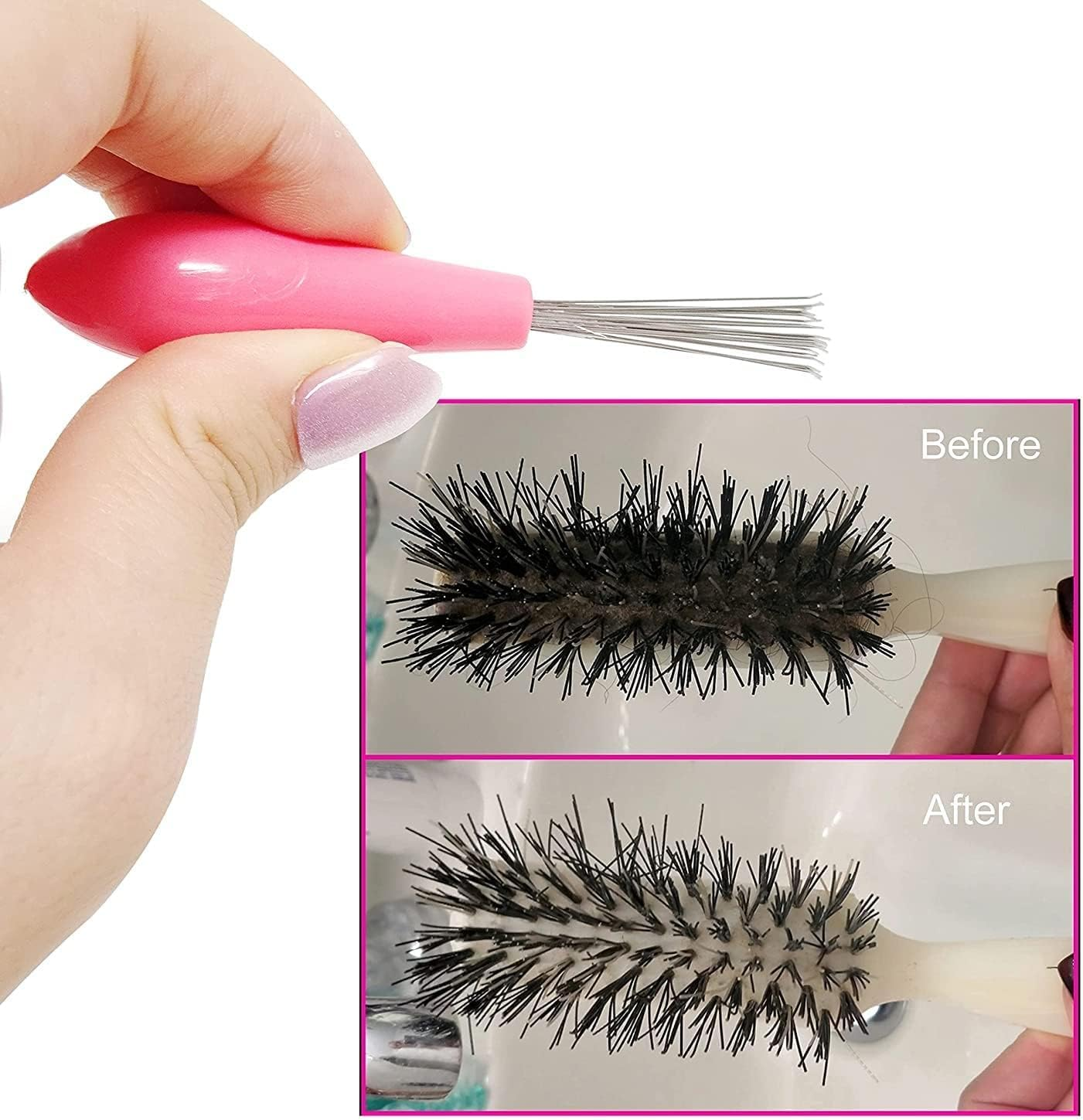 INSIME Comb Cleaner Brush Hair Brush Cleaner Tool with Metal Teeth for Deep Comb Cleaning | Proffesional Hairbrush Comb Cleaner Tool for Hair Comb Cleaning for Home & Salon (Pack of 2) image number 6