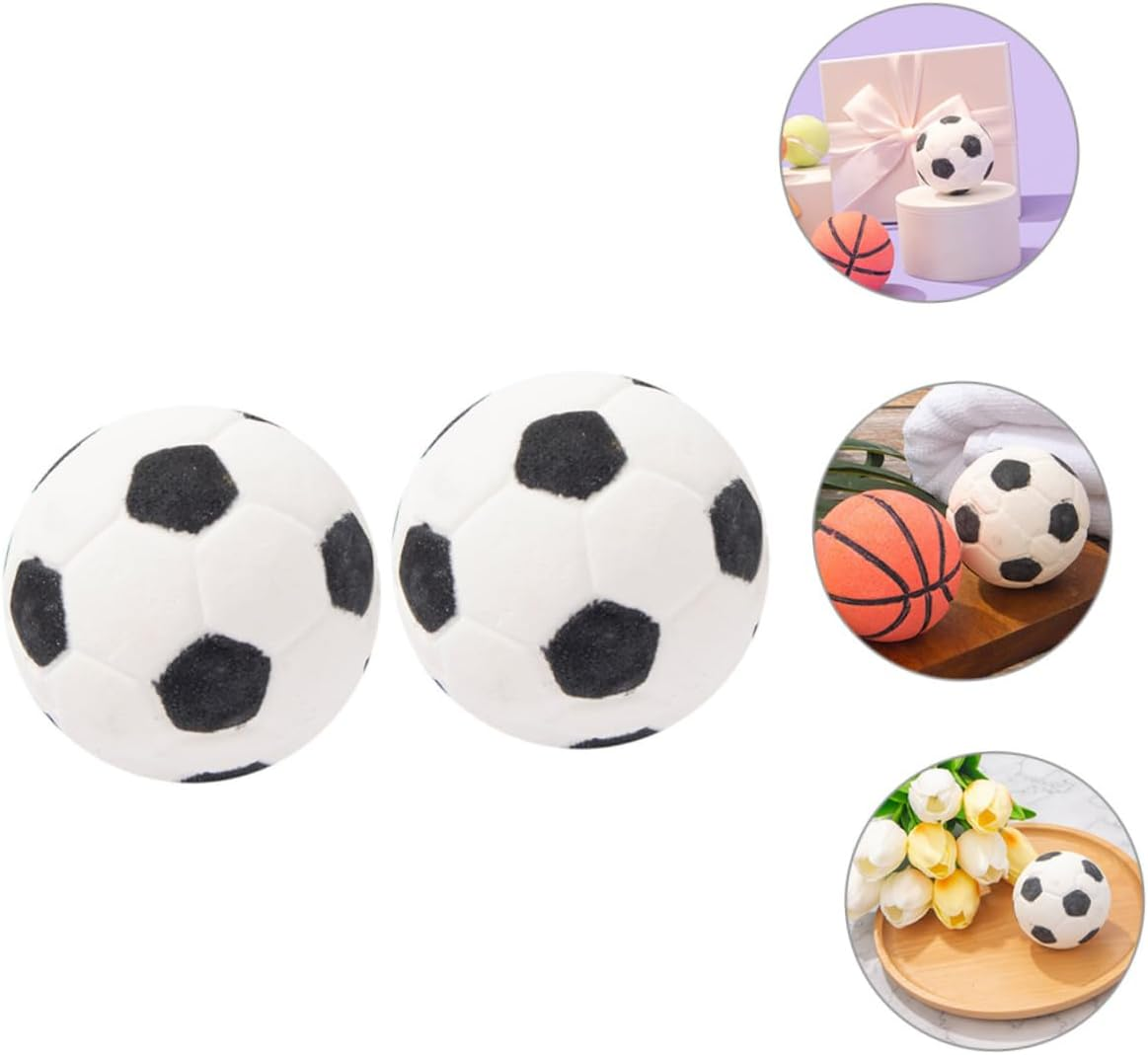 UTHCLO 2Pcs Cute Football Shape Bath Salt Bubble Making Bath Relaxing Bathing Portable and Salt Material All Ages image number 4