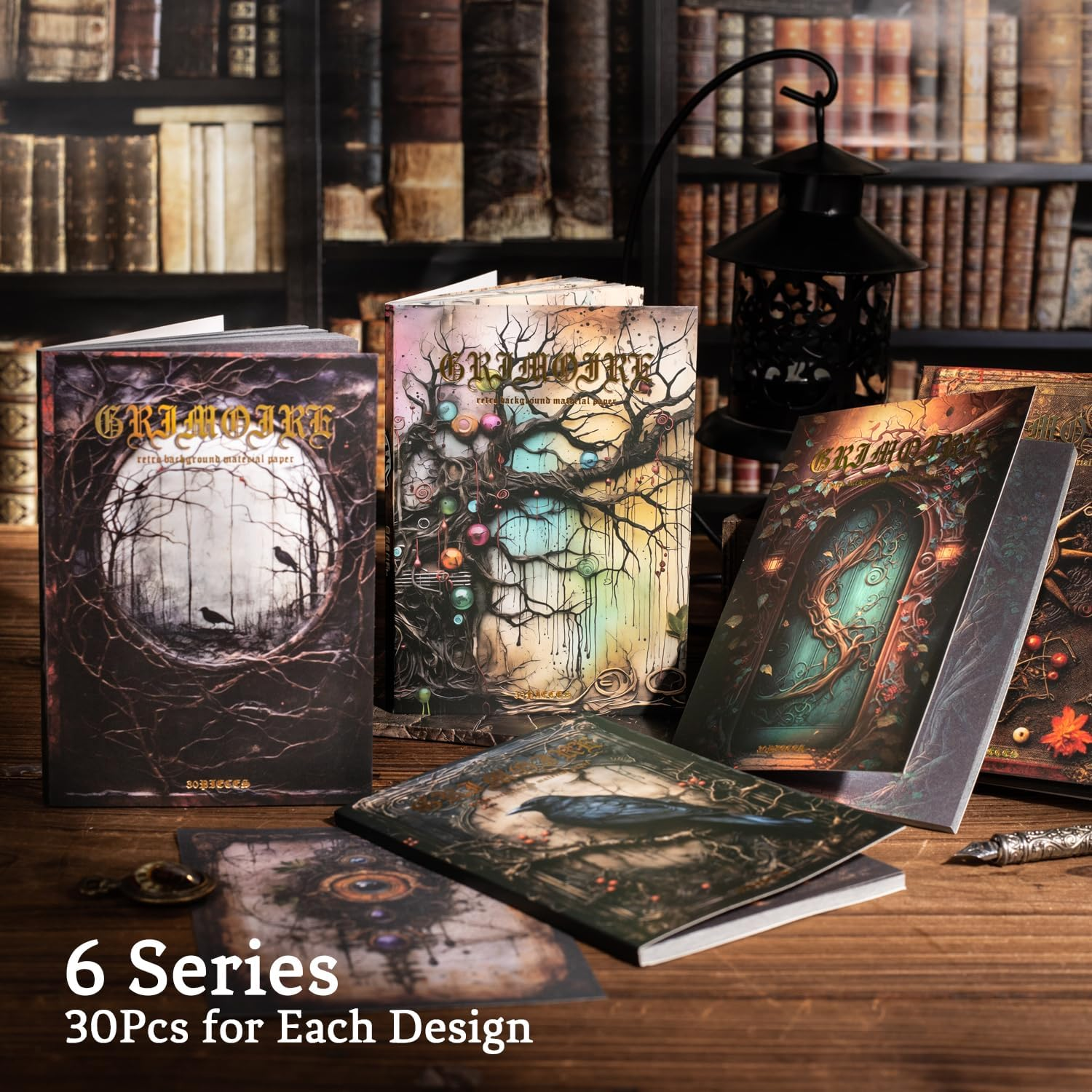 MIYOULUNA 180Pcs Vintage Gothic Scrapbook Paper, Antique Junk Journal Supplies for Scrapbooking Kit, Aesthetic Tree, Spider, Door, Book Designs for Creative Journaling, DIY Crafts image number 1