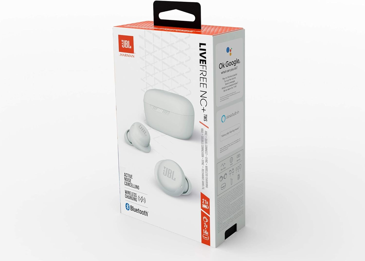 JBL Live Free NC + TWS True Wireless In-Ear Noise Cancelling Headphones - White image number 5