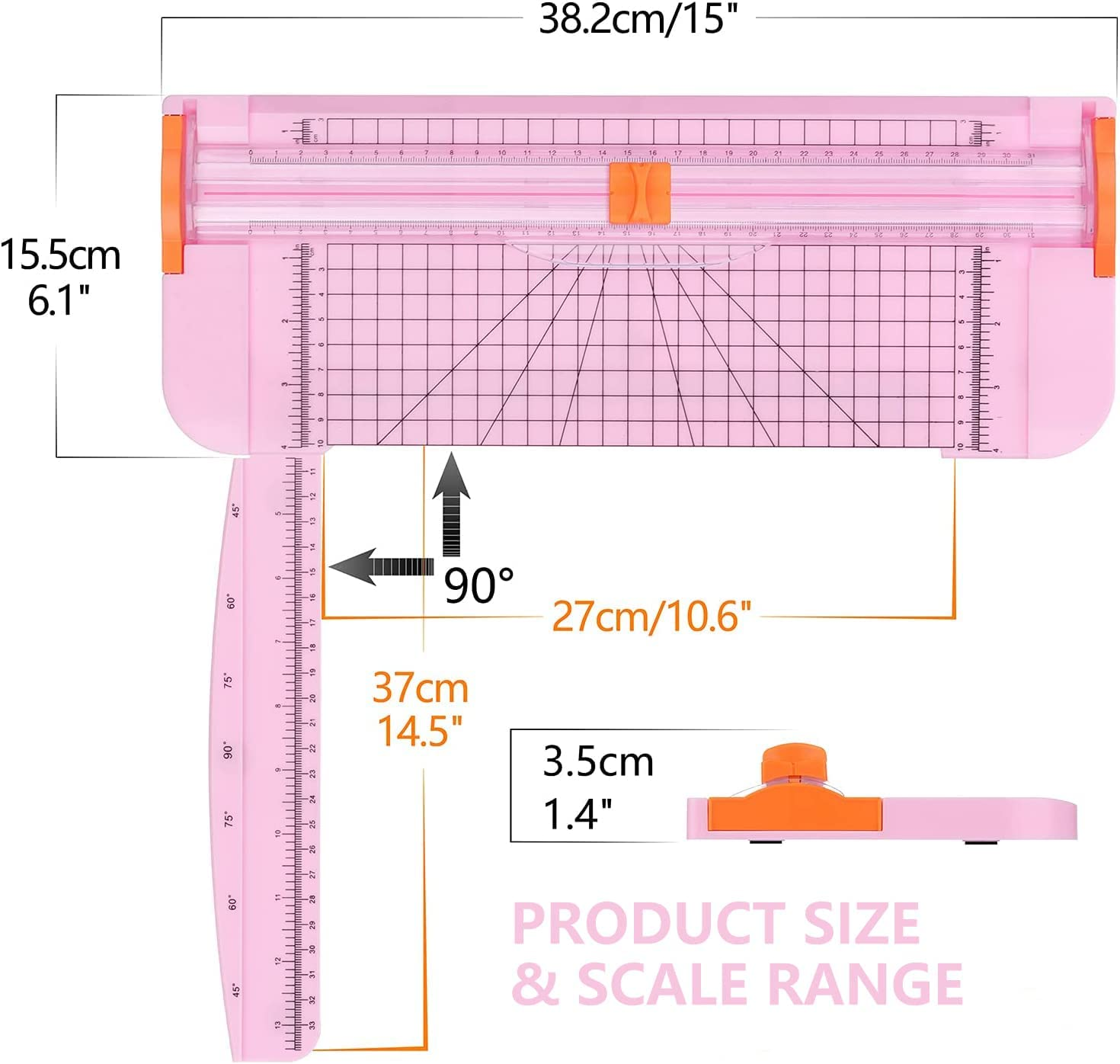 Paper Cutter, YEHAIZI Guillotine Cutter, 12 Inch A4 Paper Cutter with Auto Safety Concealed Blade Design and Side Rulers for Cutting Standard Papers, Photos or Labels (Pink) image number 2