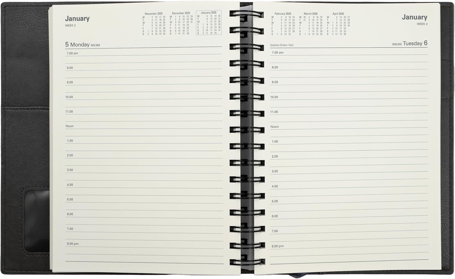 Collins Vanessa - A5 Day to Page Financial Year 2025-2026 Diary/Planner - Black