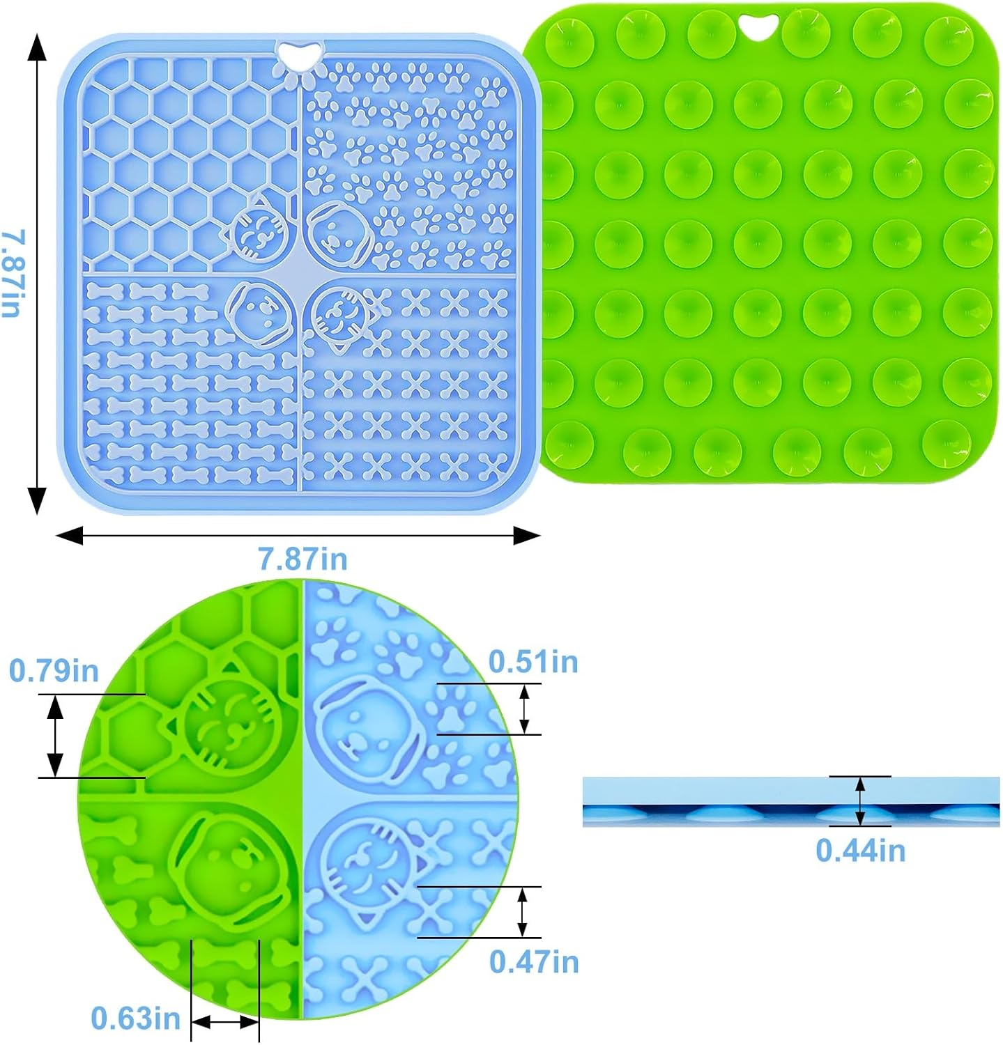 Licking Mats for Dogs and Cats 2PCS, 7.9 * 7.9 Premium Lick Pad with Suction Cups for Dog Anxiety Relief, Dog Cat Peanut Butter Lick Pads for Boredom Reducer