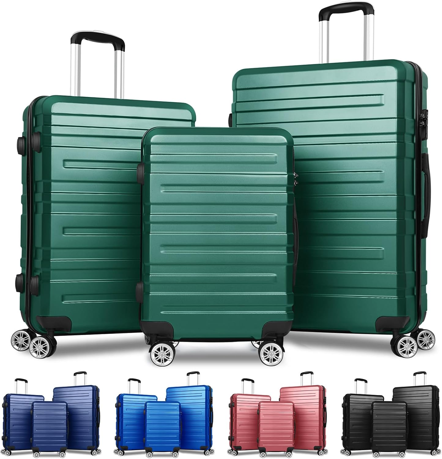 ALFORDSON 3Pcs Hardside Luggage Set with ABS & PC Hardshell and TSA Lock, 20" 24" and 28" Suitcase Set with 360 Degree Wheel Spinner, Carry-On & Checked Baggage 3-Piece Pack, Hero Blue