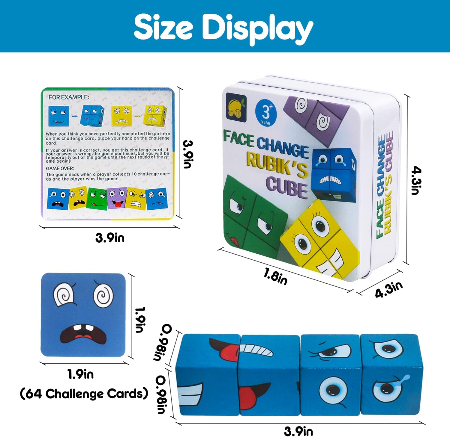 Montessori Wooden Face-Changing Puzzle Blocks - Brain Teaser Building Cube Board Game for Kids Ages 3+ | Educational Matching Toy for Toddlers (Jigsaw Blocks) image number 1