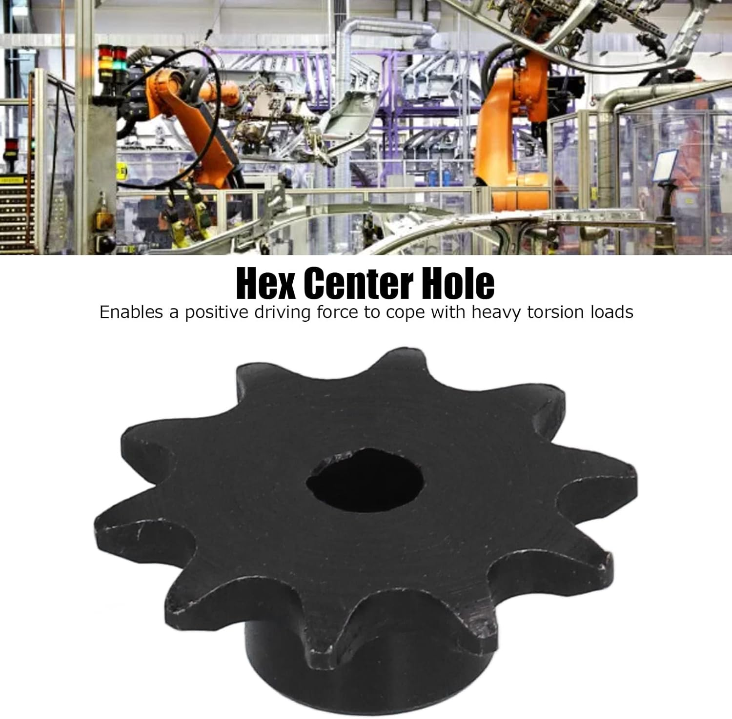 3Pcs Steel Sprocket Drive Gear, 8Mm Pitch 6Mm Hole Diameter D Hole 10 Teeth Steel Sprocket Set Kit image number 6