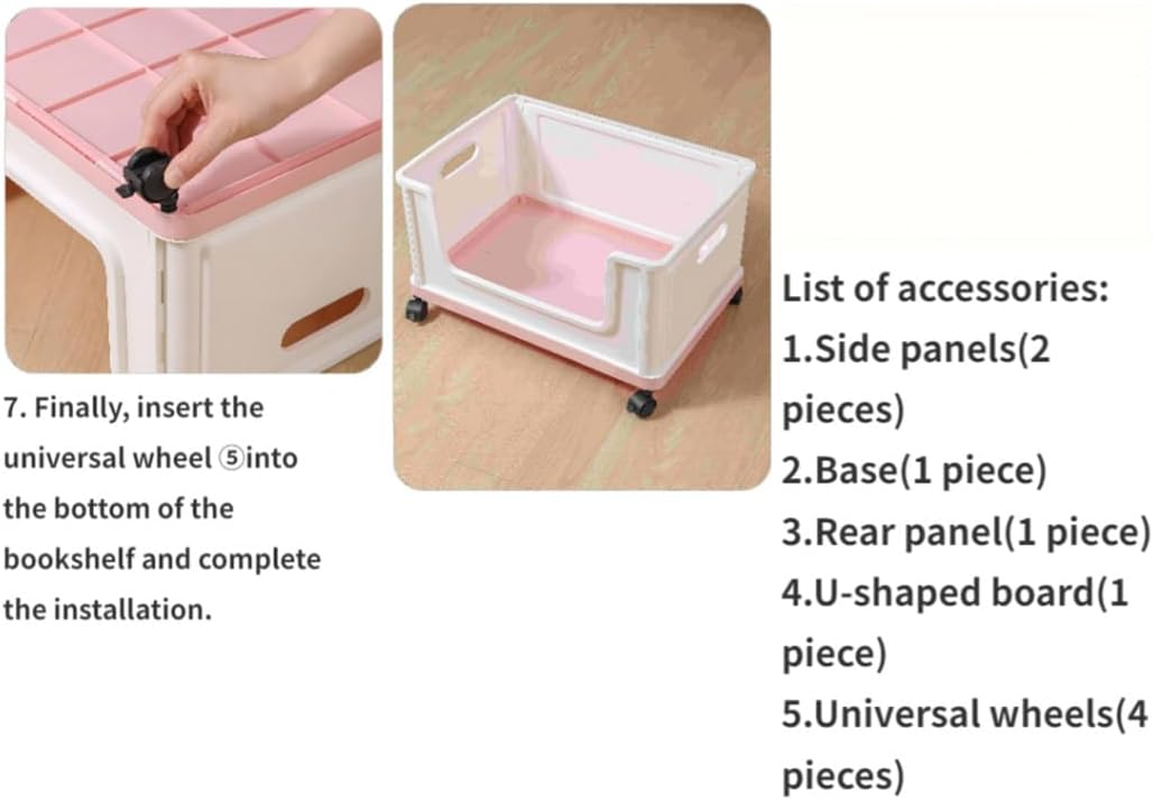 AIMALL Stackable under Desk Book Cart with Wheels, Durable PP Book Storage Box, 18.5X13X10.8 Inches, Smooth Rolling Mobile Book Basket for Classroom and Office Use image number 5